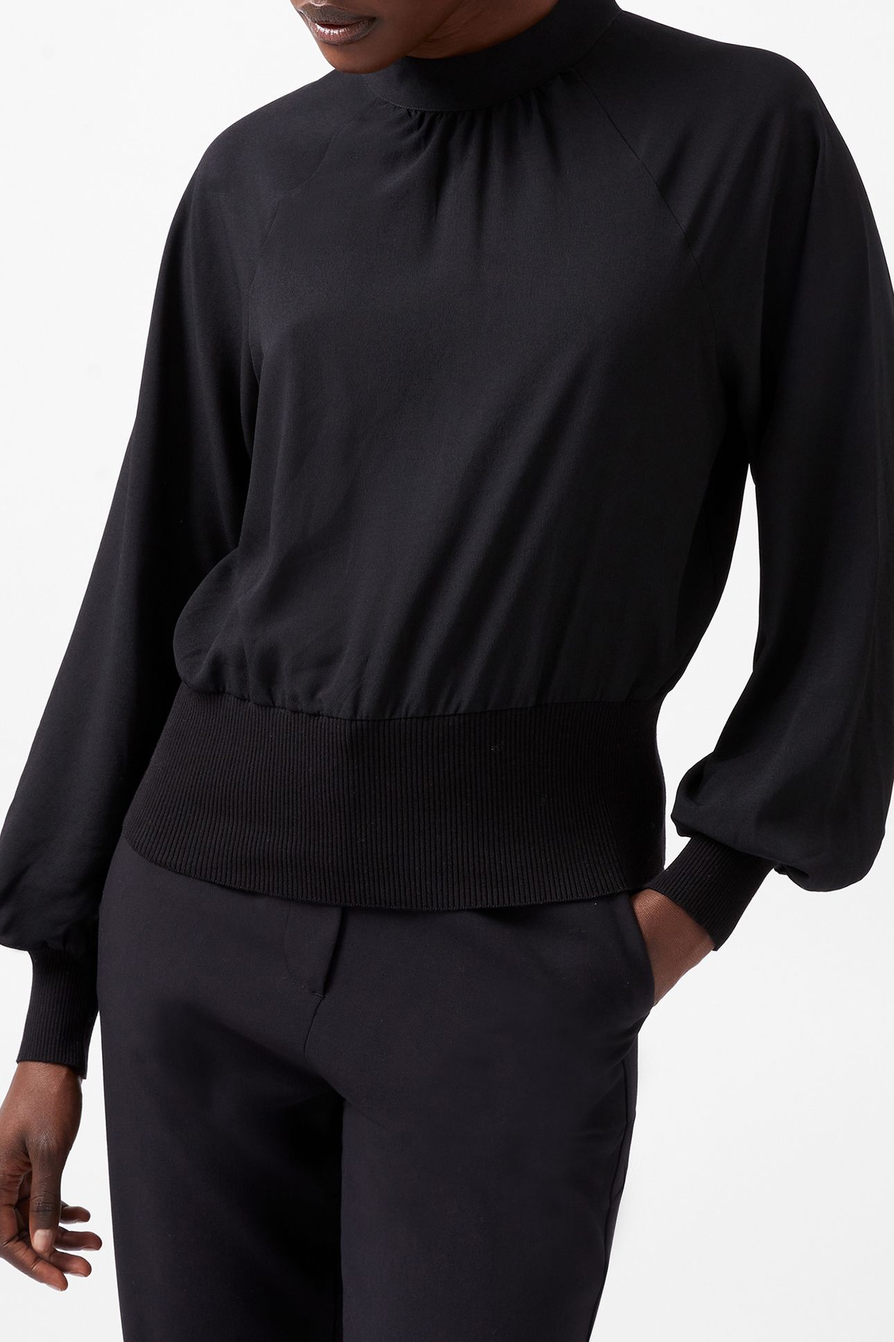KRISTA KNIT L/S STAND NK TOP BLACKOUT 3