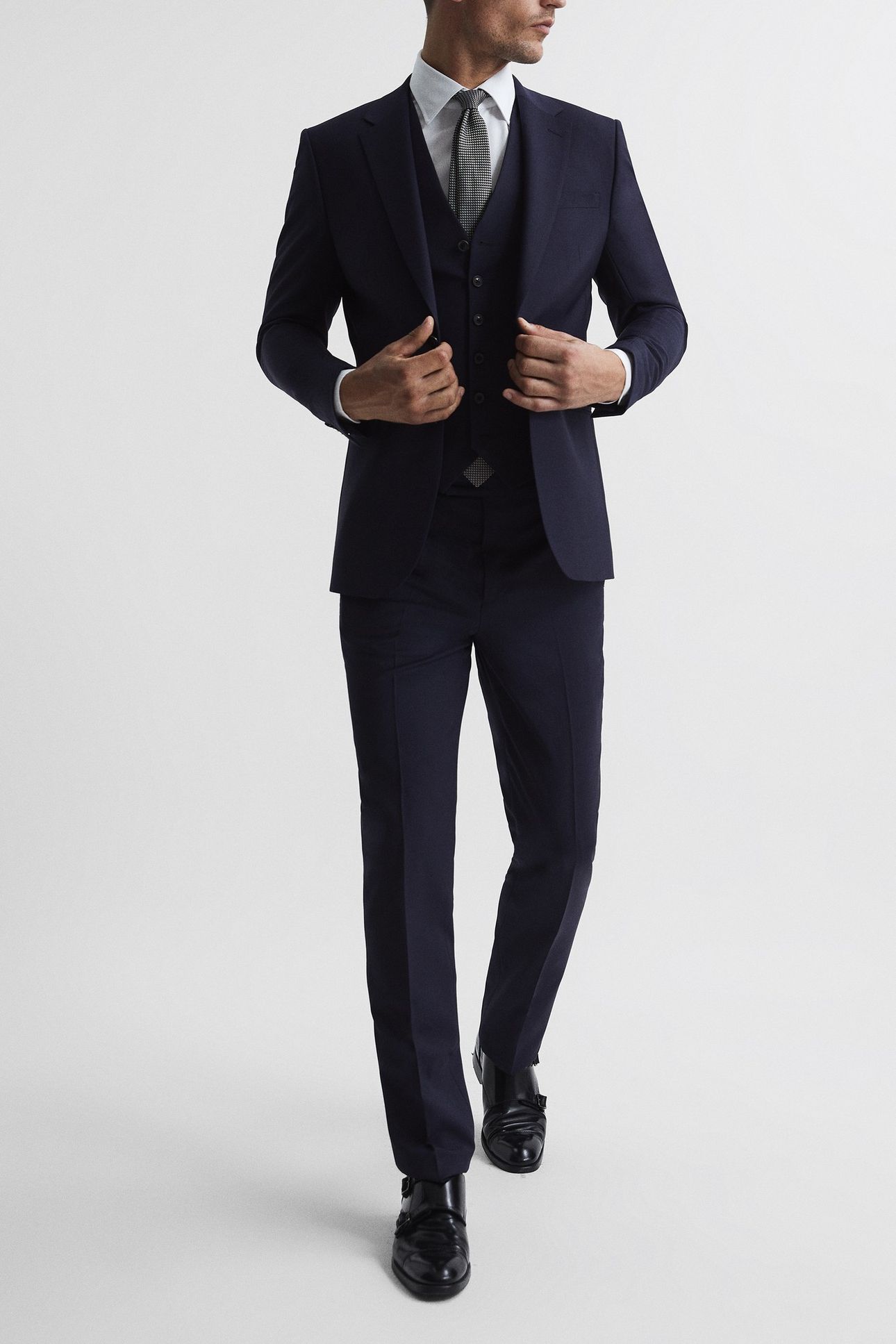 TRAVEL PLAIN WEAVE MODERN WAISTCOAT NAVY 4