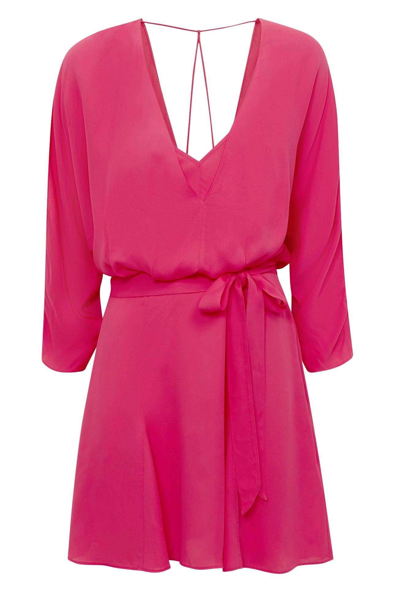PLAIN SHORT FLIPPY DRESS BRIGHT PINK 4