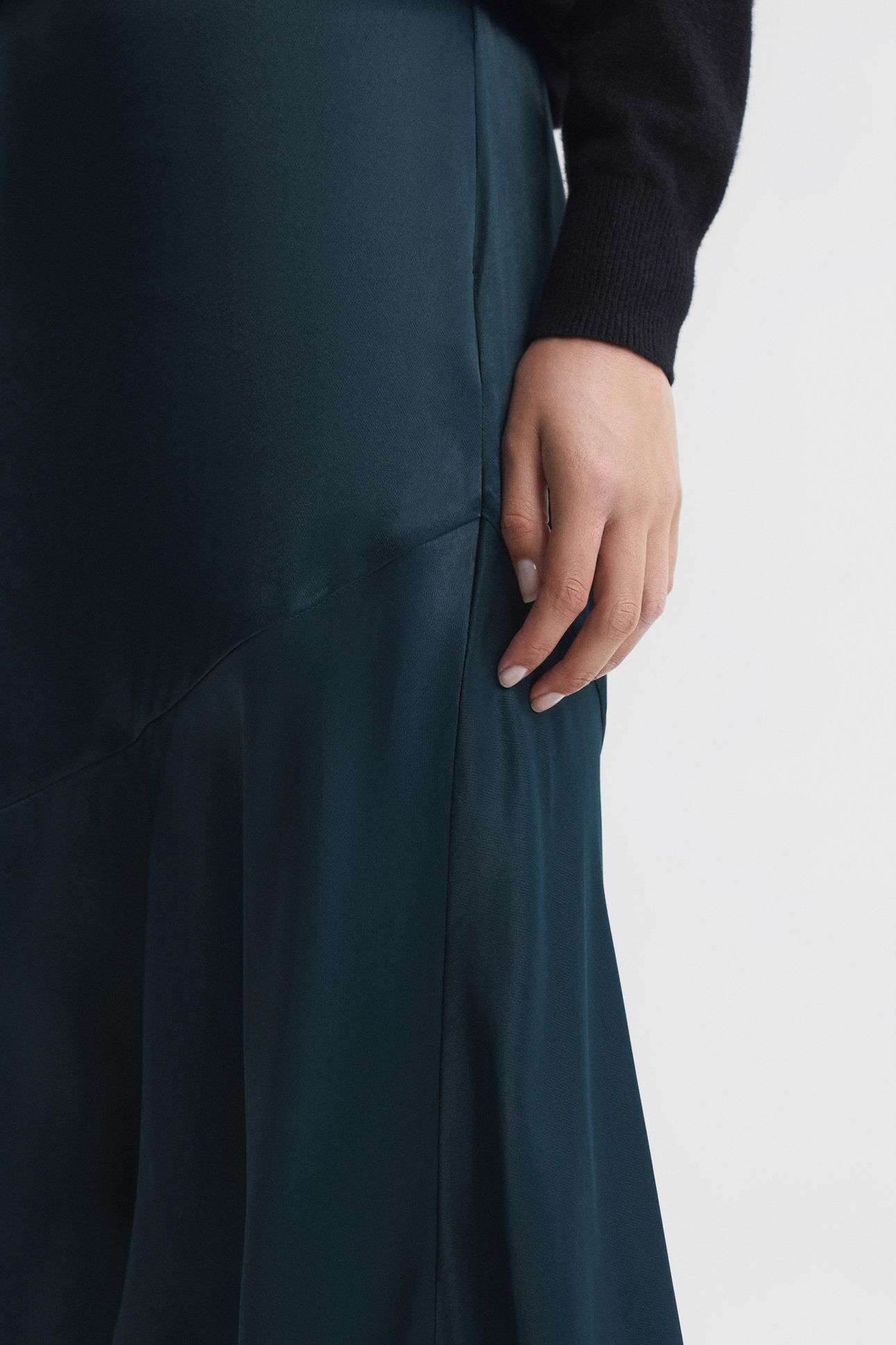 ASYMMETRIC SLIP SKIRT TEAL 6