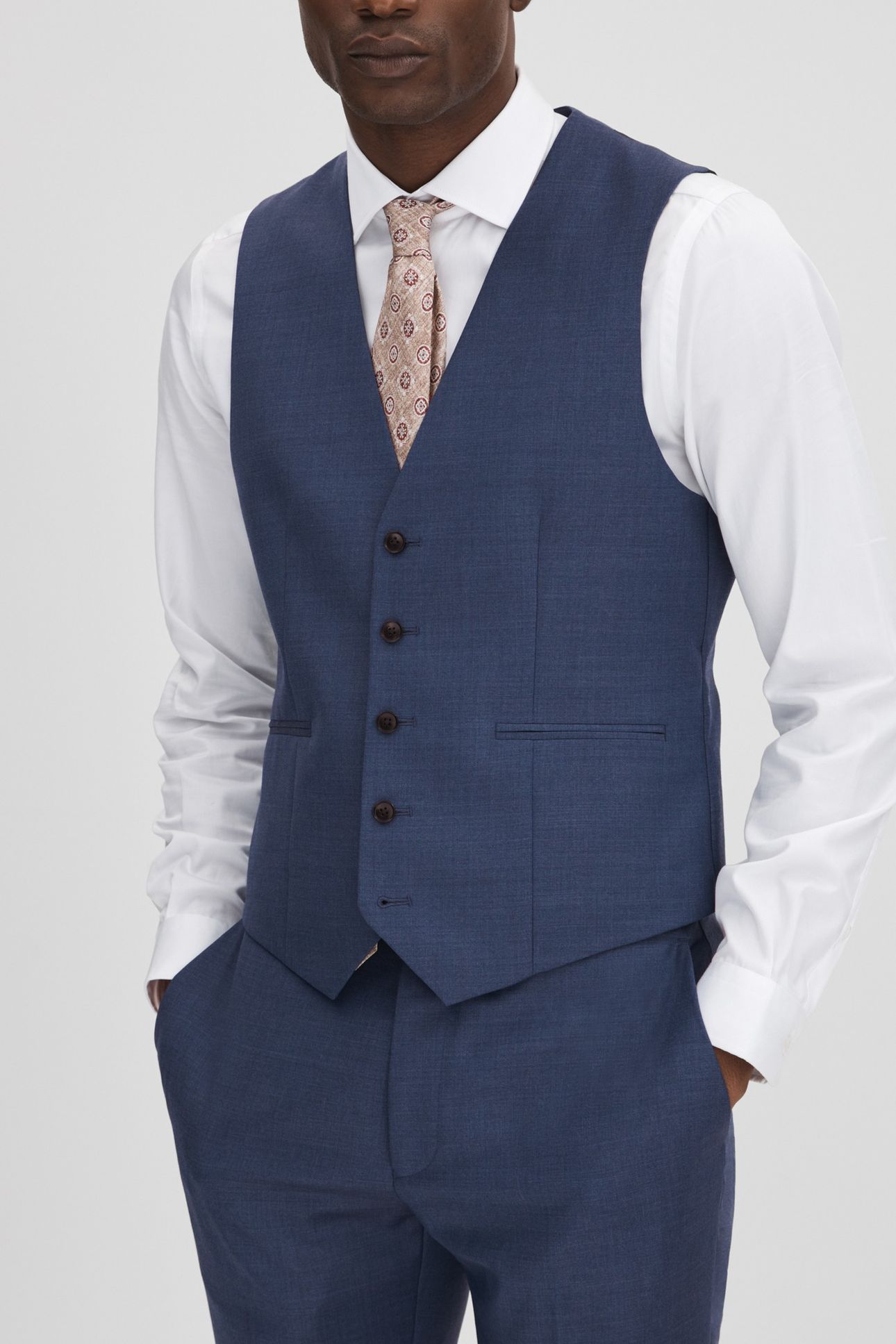 PLAIN WOOL WAISTCOAT BRIGHT BLUE 1