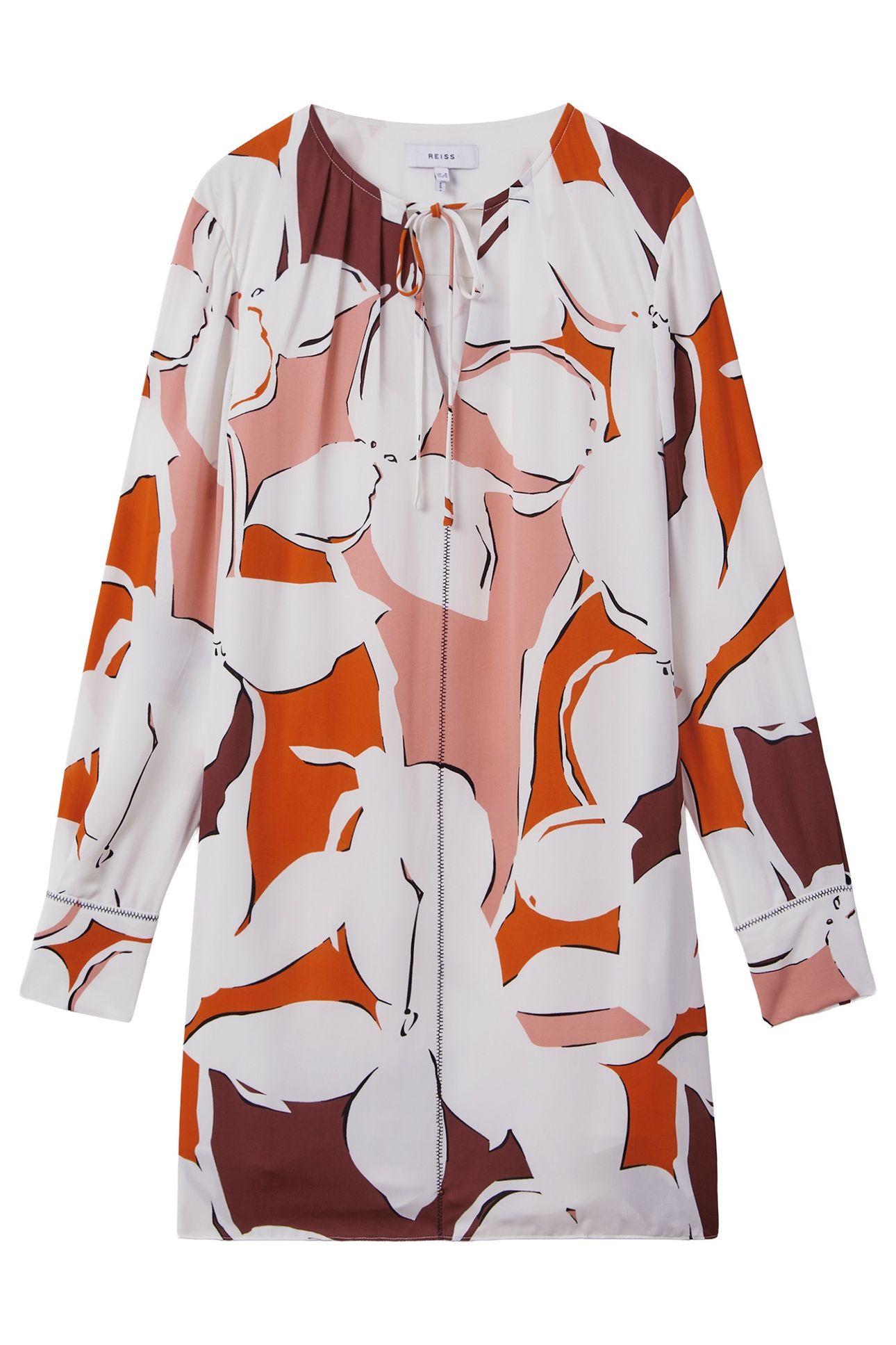 PRINTED SHIFT DRESS CREAM/RED 3