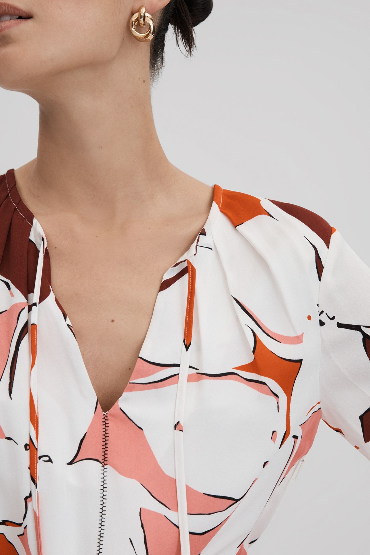 PRINTED SHIFT DRESS CREAM/RED 4