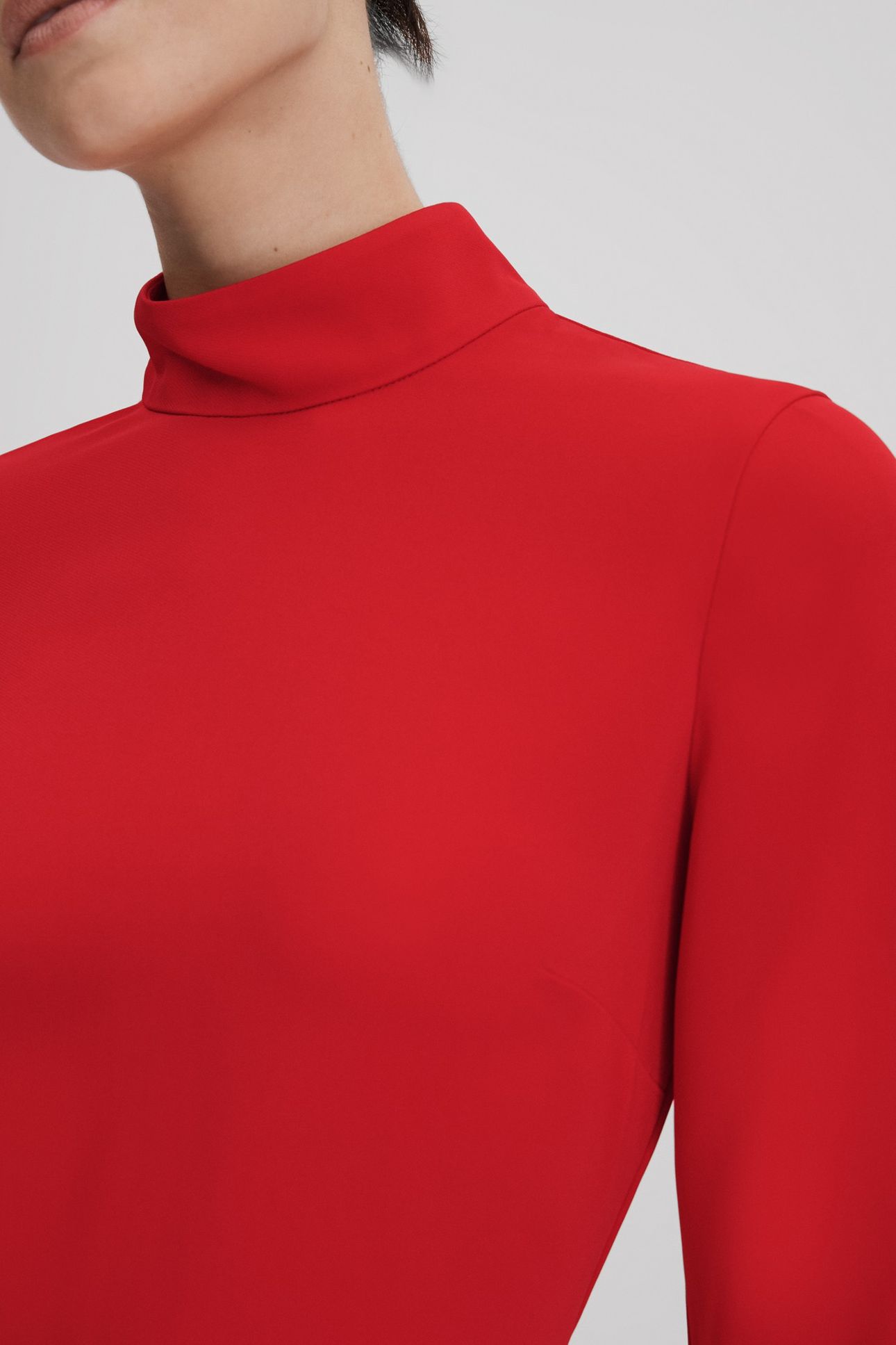 LONG SLEEVE BODYCON DRESS RED 5