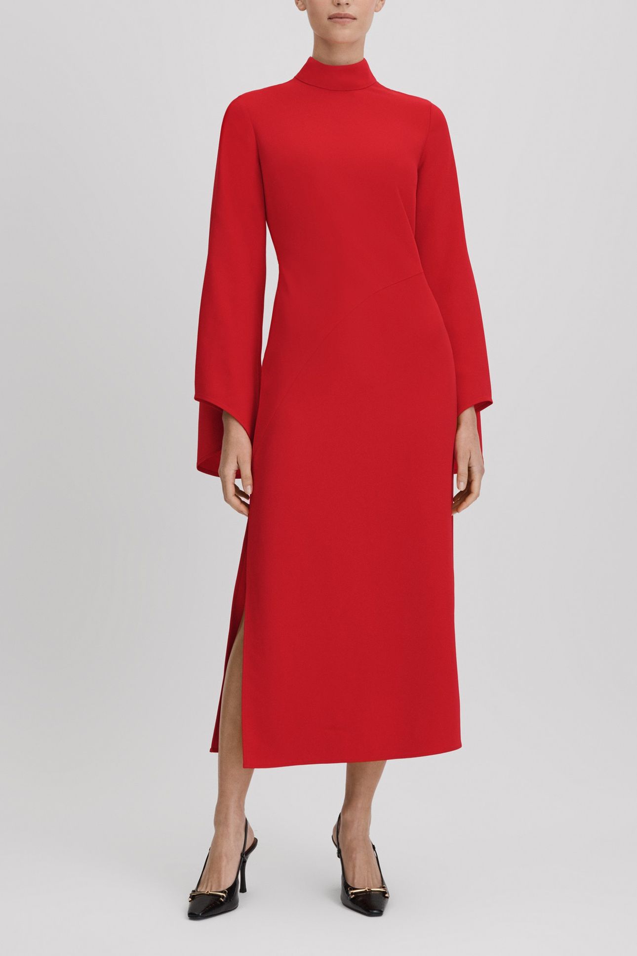 LONG SLEEVE BODYCON DRESS RED 2