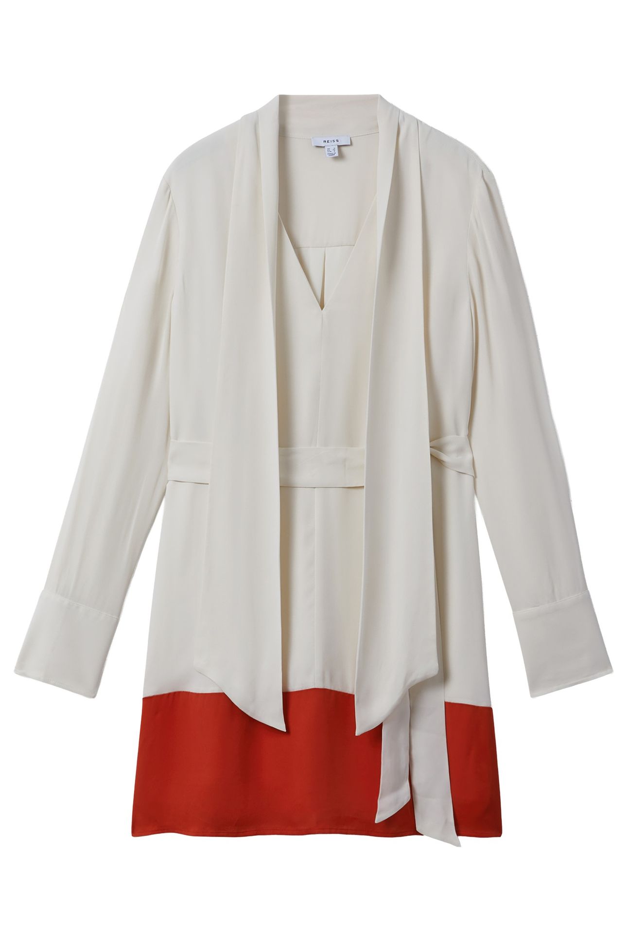 COLOR BLOCK FLIPPY DRESS CREAM/RED 3