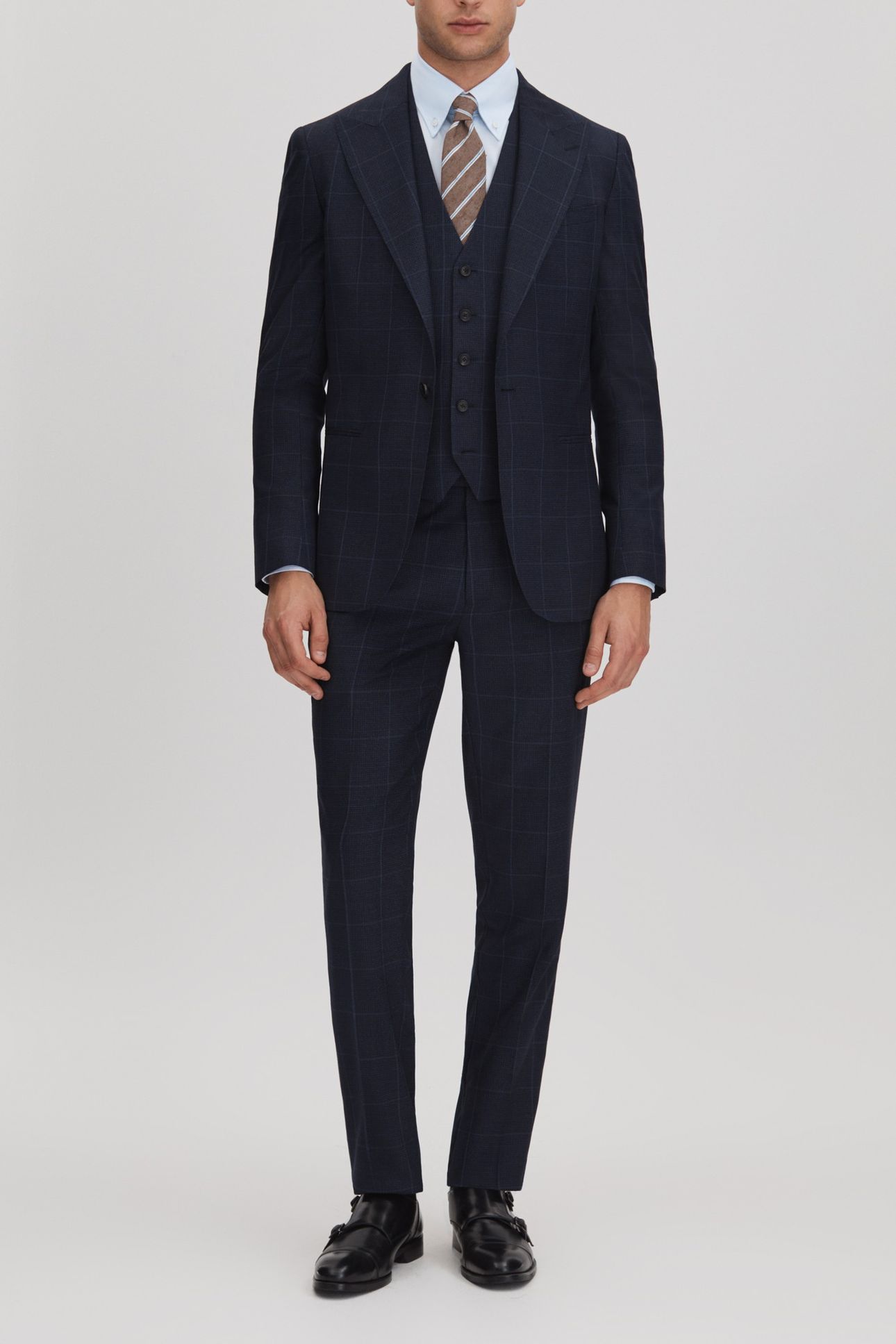 WINDOWPANE HORSESHOE WAISTCOAT NAVY 2