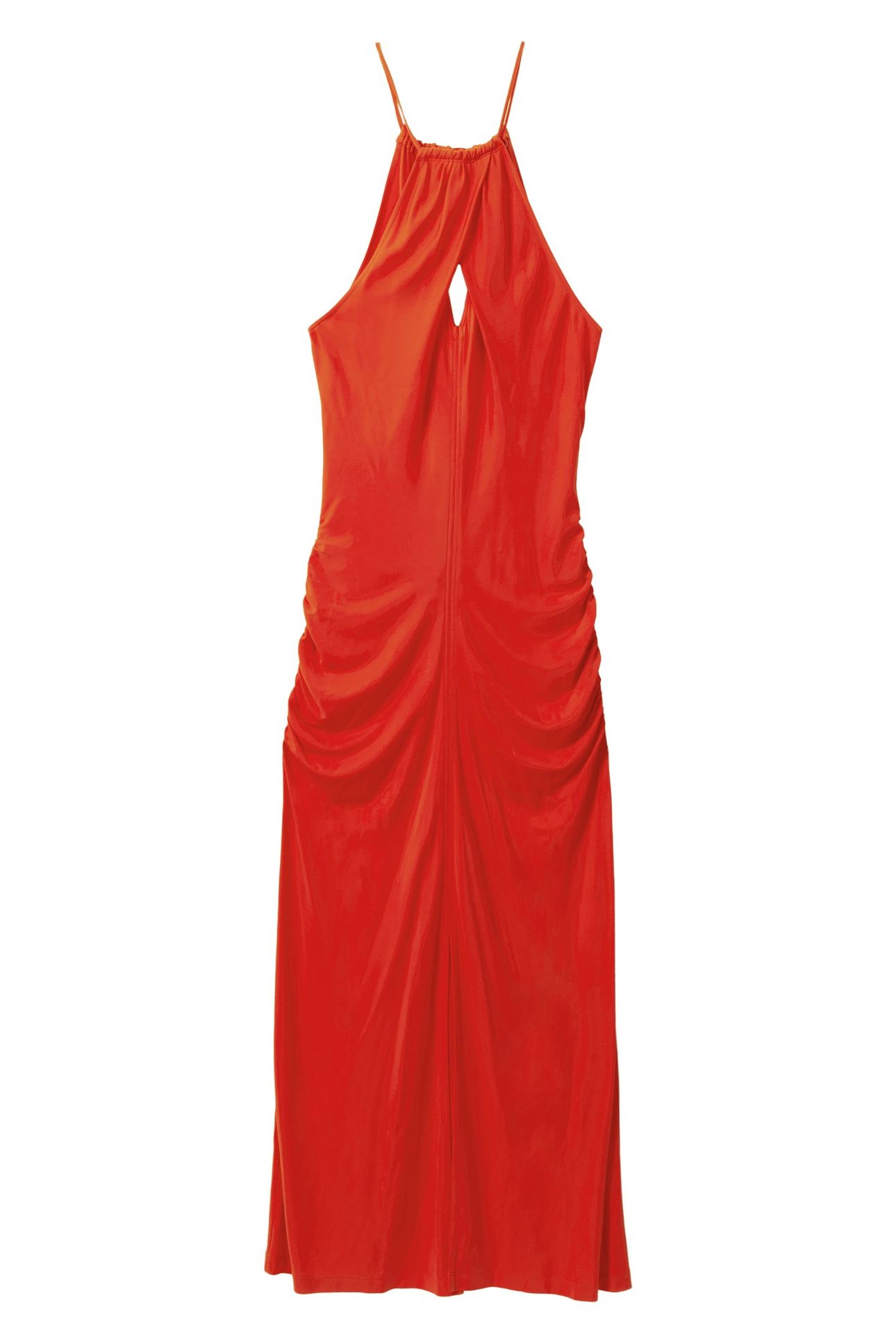 BODYCON HALTER MAXI DRESS ORANGE 4
