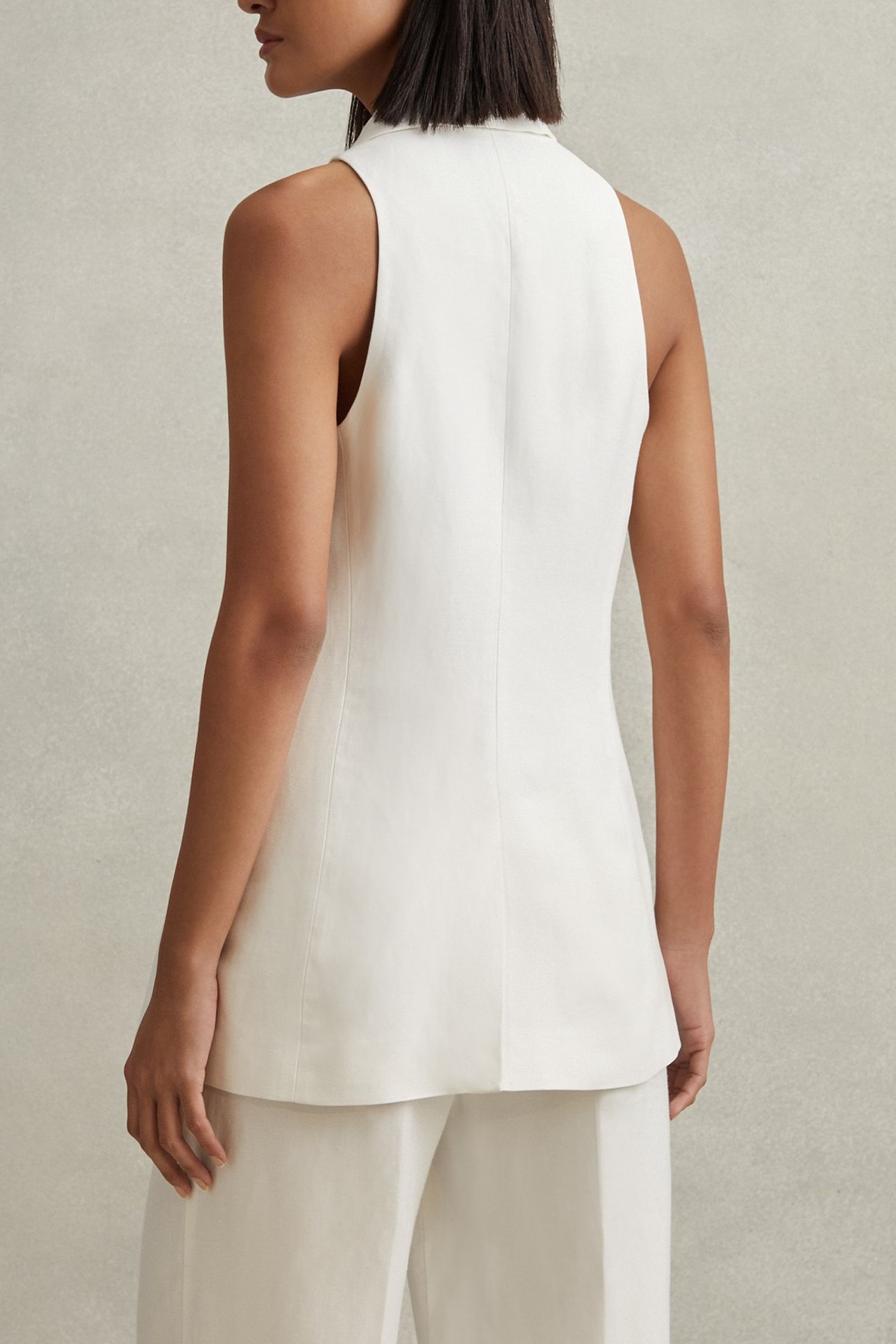 LINEN LAPEL WAISTCOAT WHITE 3