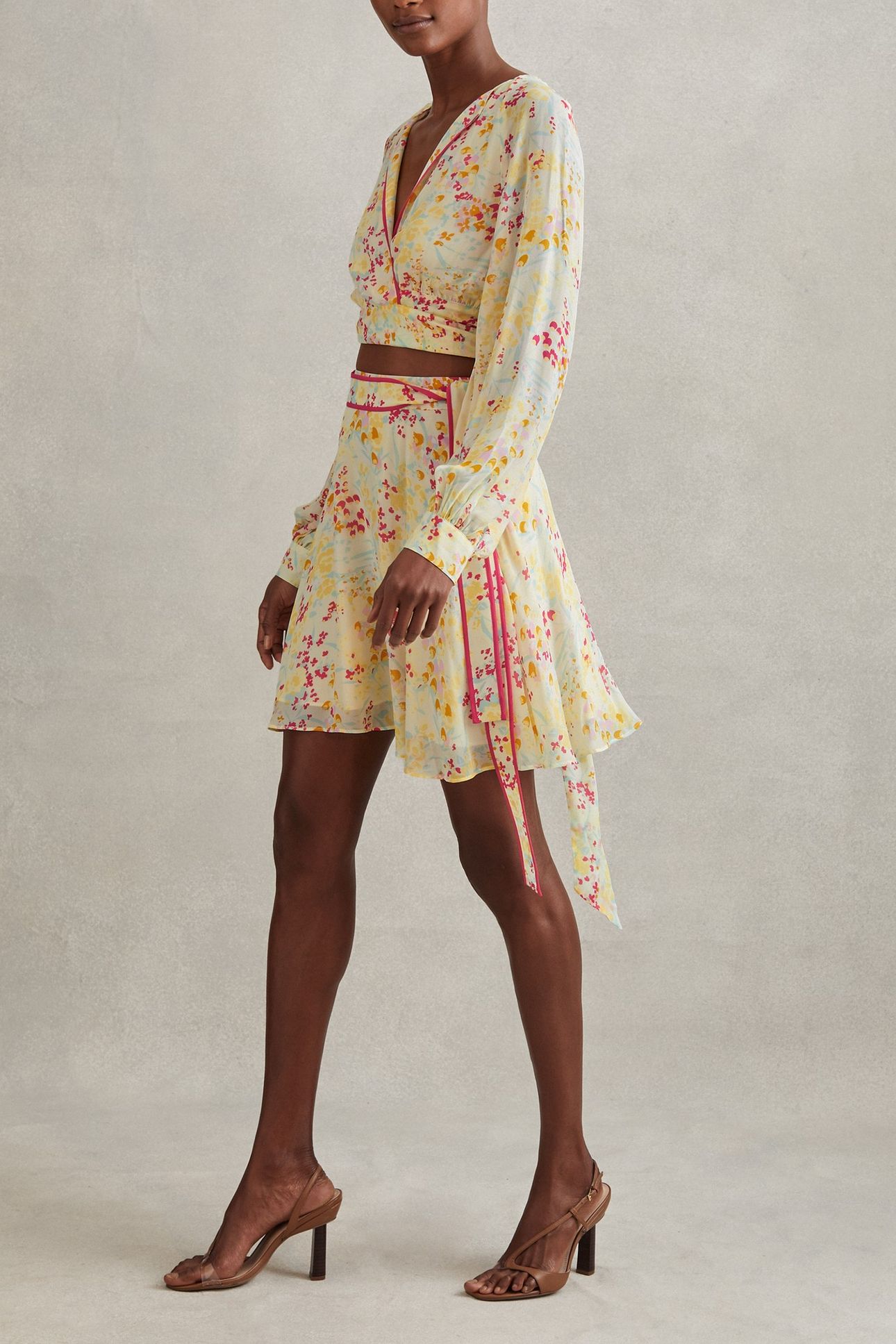 BUTTERCUP PRINTED FLIPPY SKIRT PINK/YELLOW 1