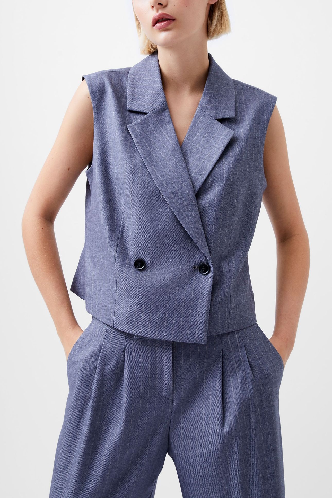 FIORELLA PIN STRIPE WAISTCOAT GREY 4