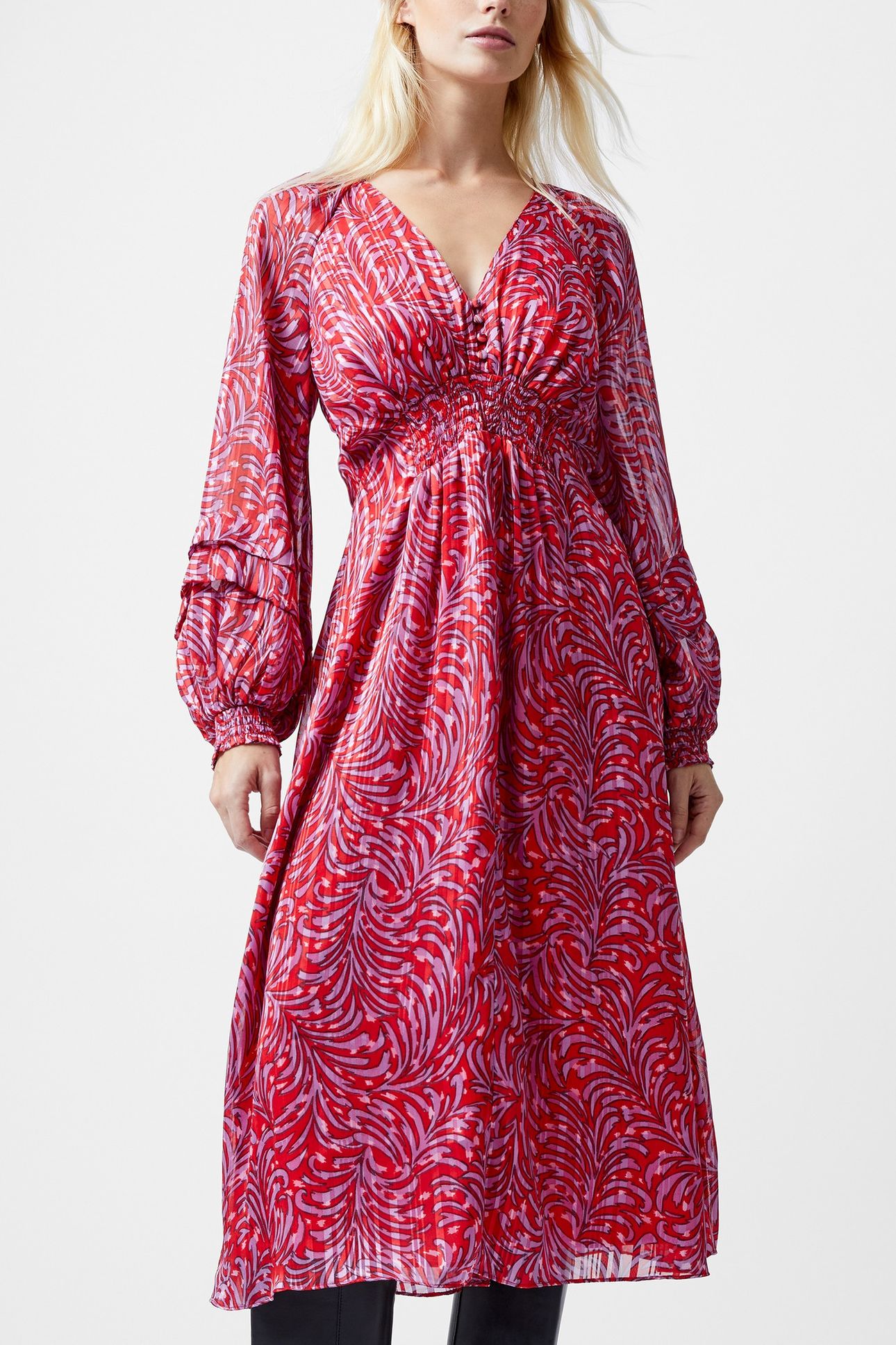 AMY CALISTA MIDI DRESS SCARLET RED MULTI 2