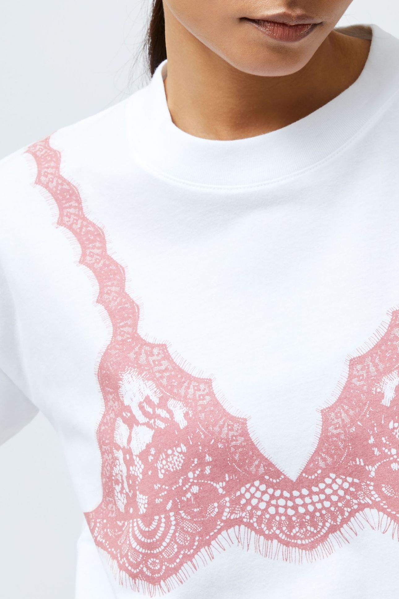 GRAPHIC LACE BRA TEE LINEN WHITE/PINK 4