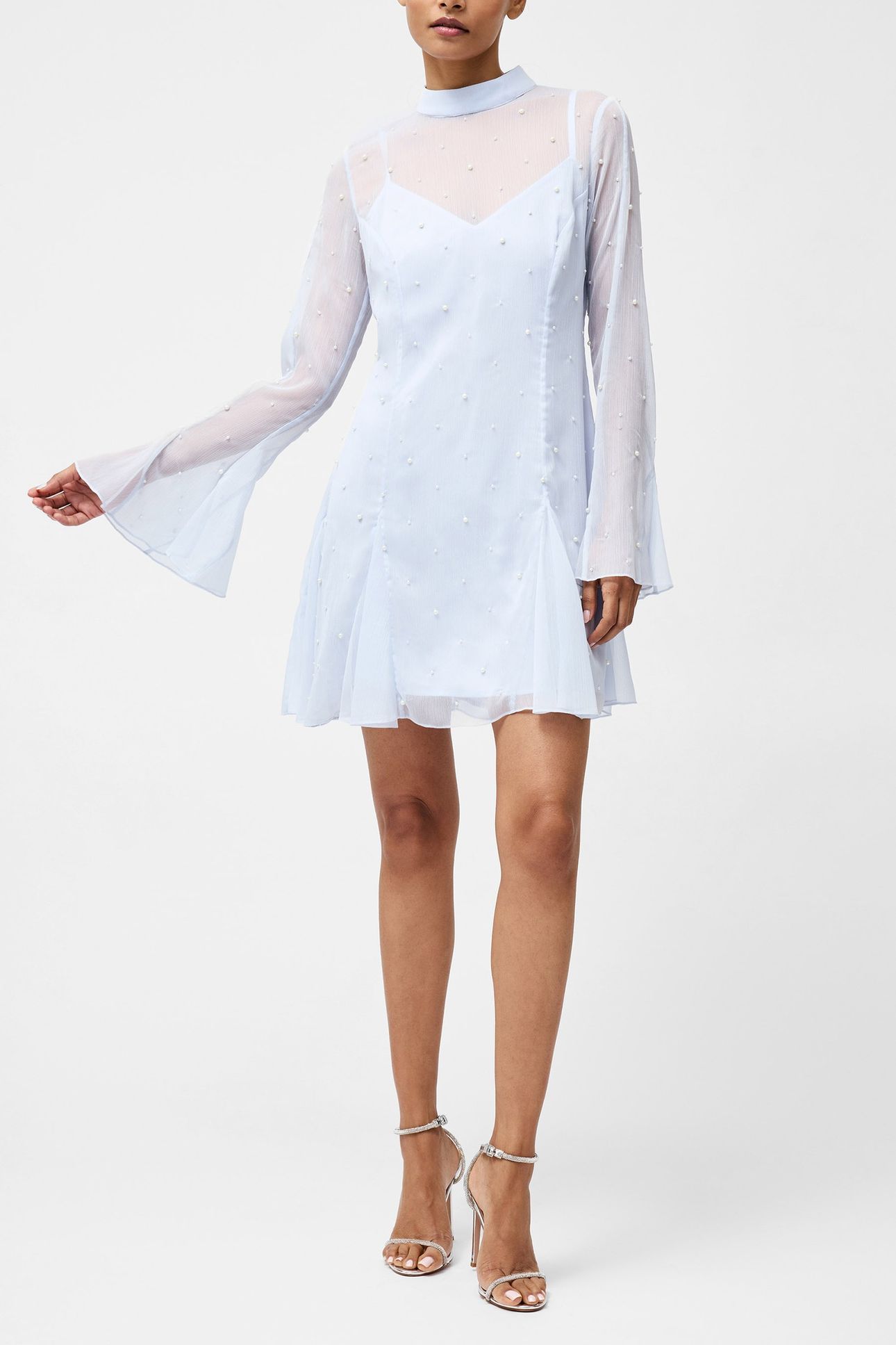 ELIZABEH CHIFFON PEARL DRESS POWDER BLUE 1