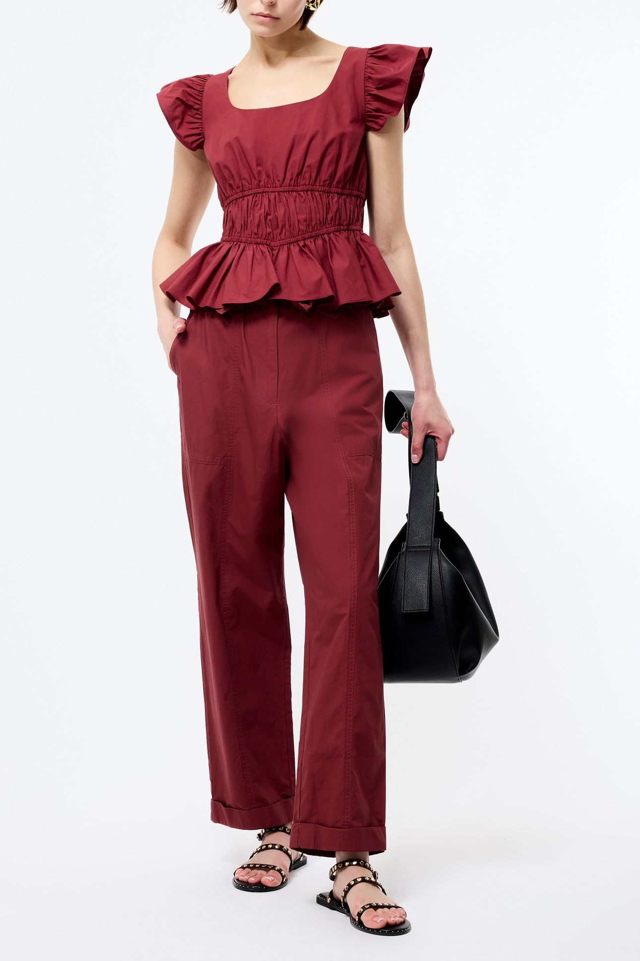 CAMBRIA COTTON SCOOP NECK TOP SUMMER BURGUNDY 1