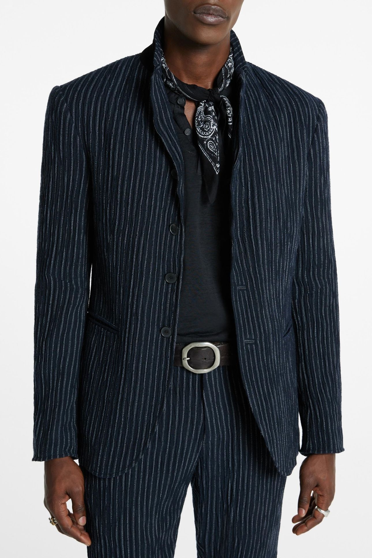SLIM FIT CONVERTIBLE PEAK LAPEL JACKET INK BLUE 1