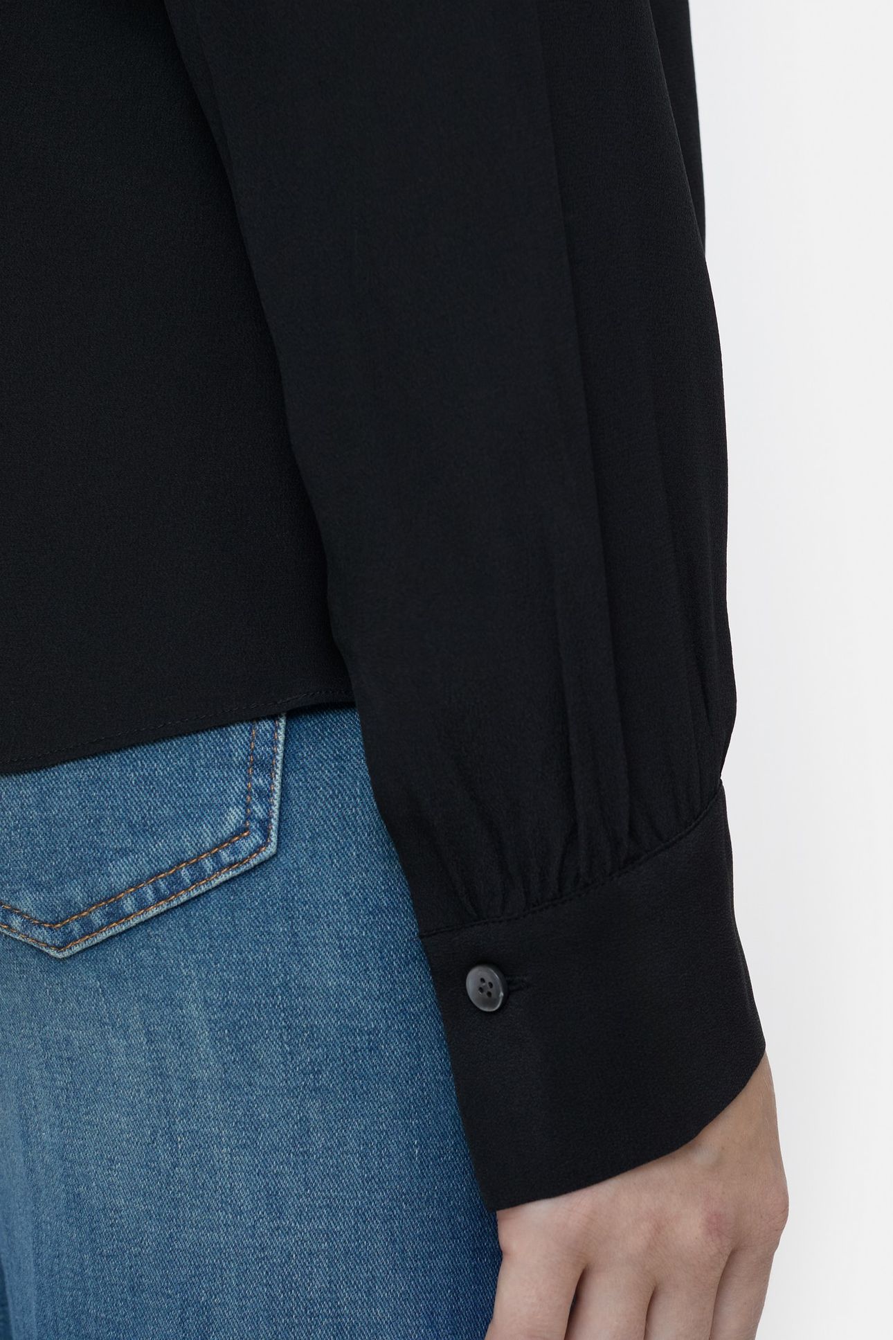 V-NECK BLOUSE SHIRT BLACK 5