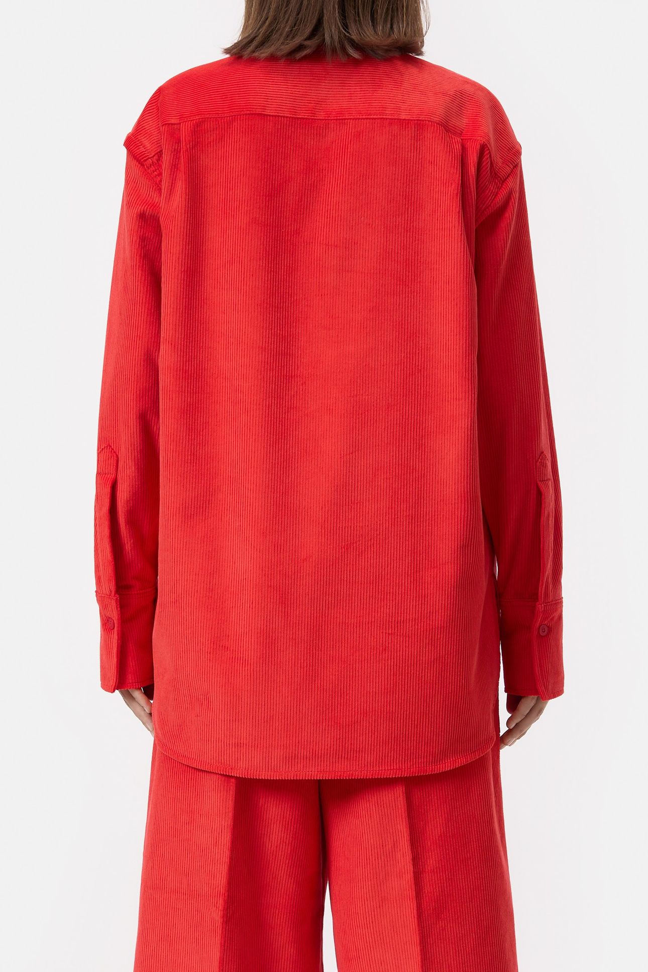 CLASSY LONG CUFF BLOUSE SHIRT HIBISCUS RED 2