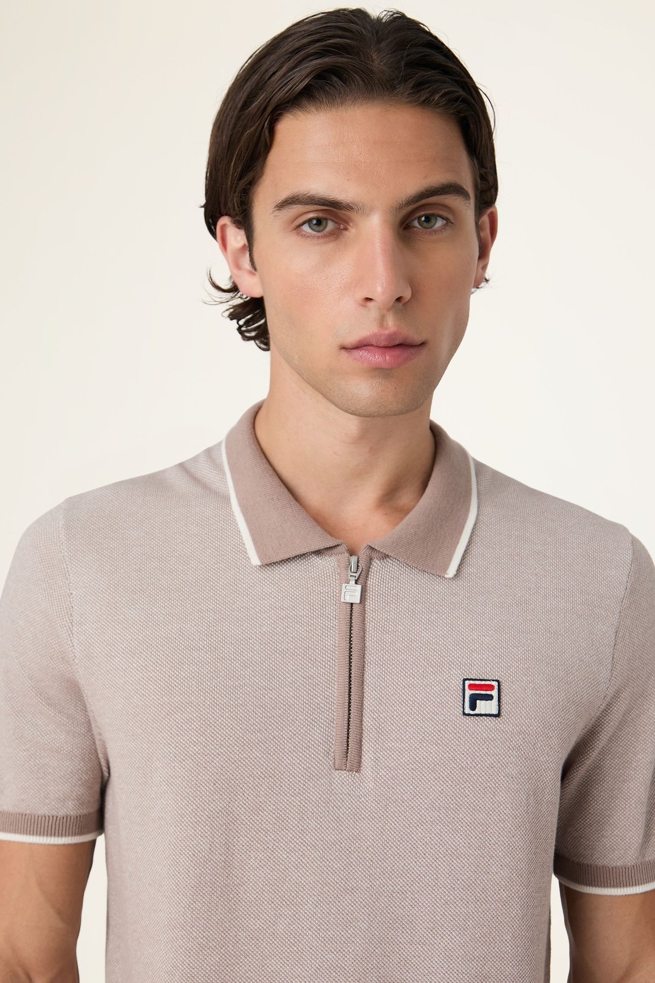 LUCINO REGULAR KNIT POLO SHIRT TAUPE GRAY MELANGE 7