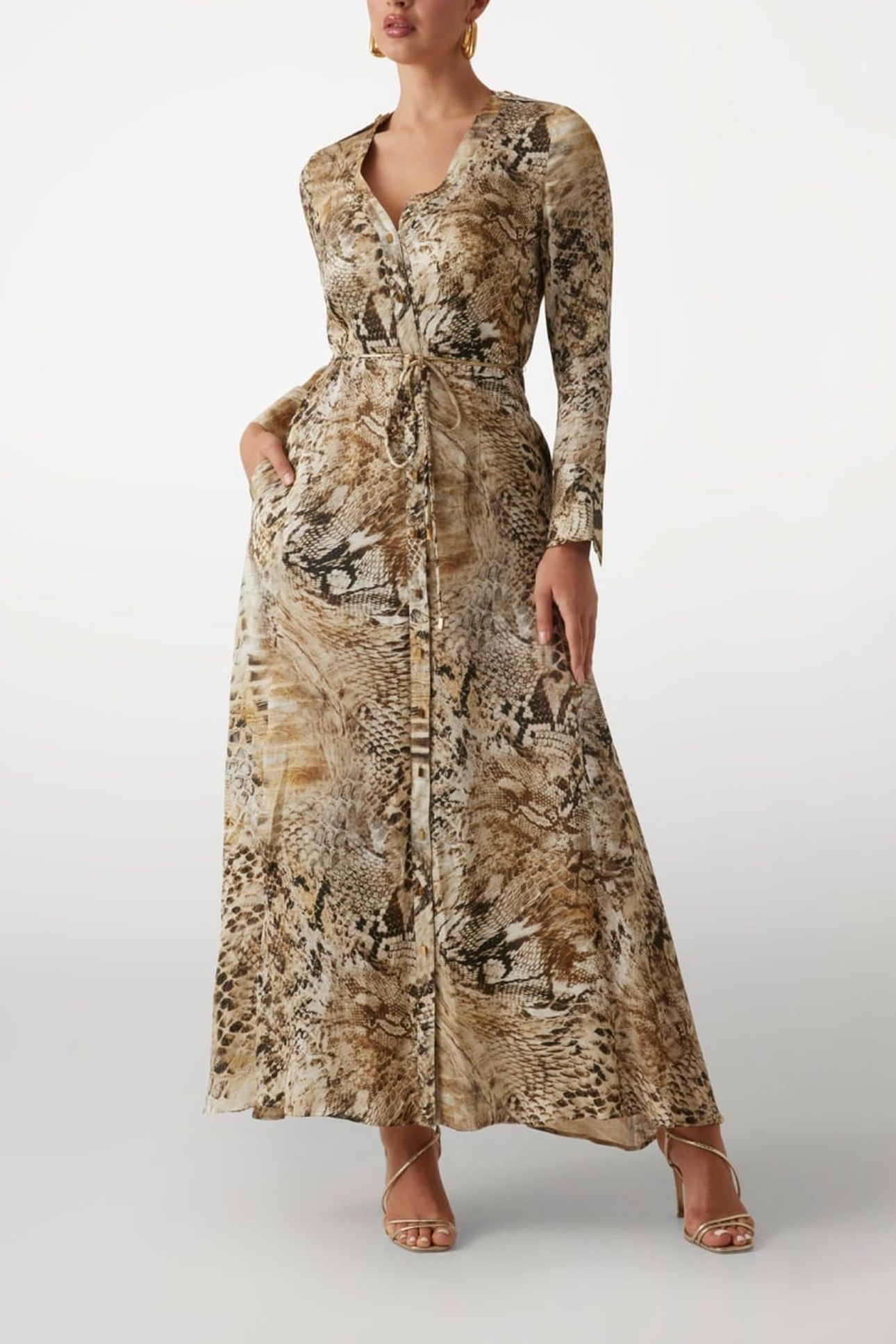 MARCIANO BY GUESS GISELLE LS LONG DRES JUMBLE SKIN PRINT 4