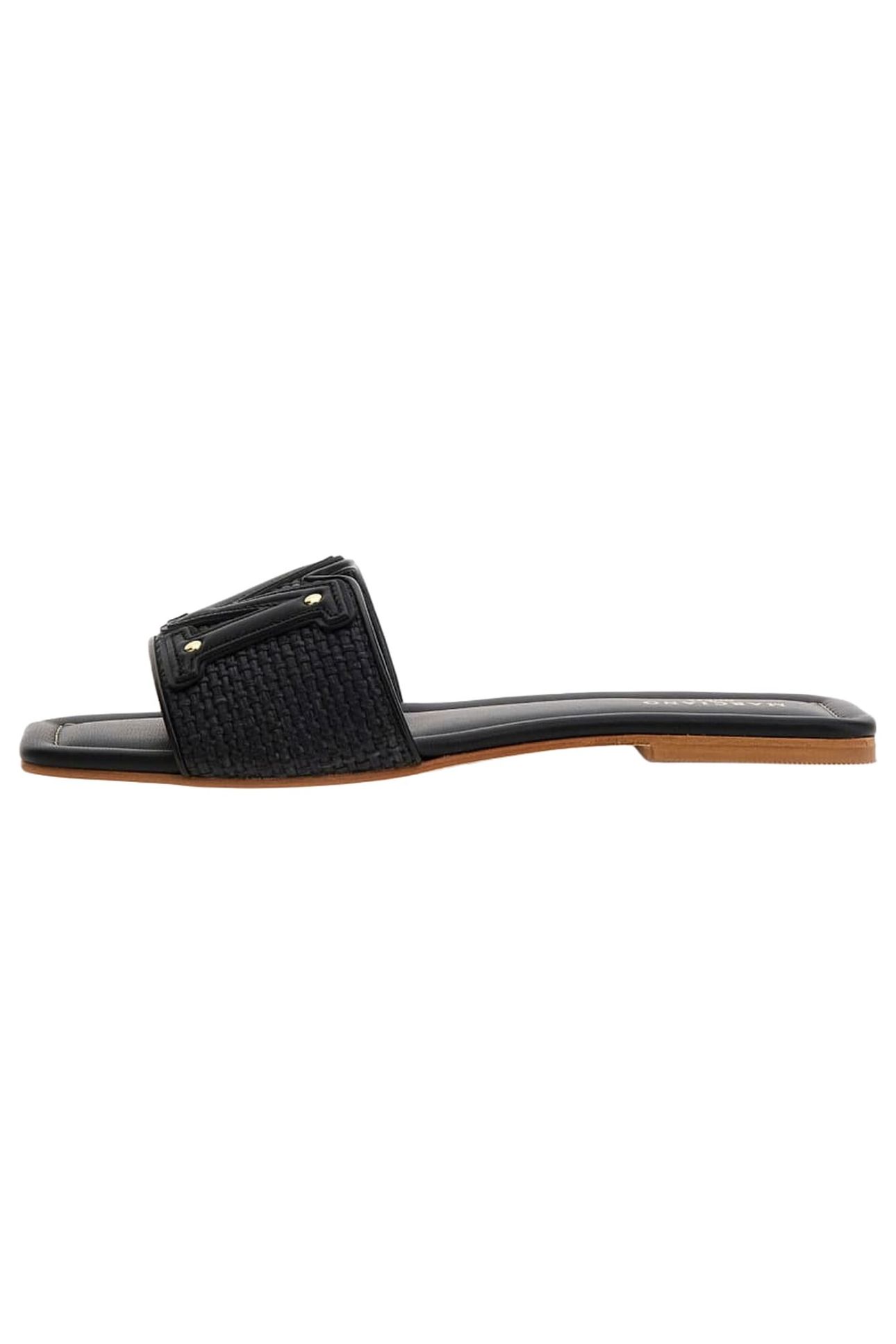 MARCIANO BY GUESS RAMADA RAFIA SLIDE JET BLACK 1