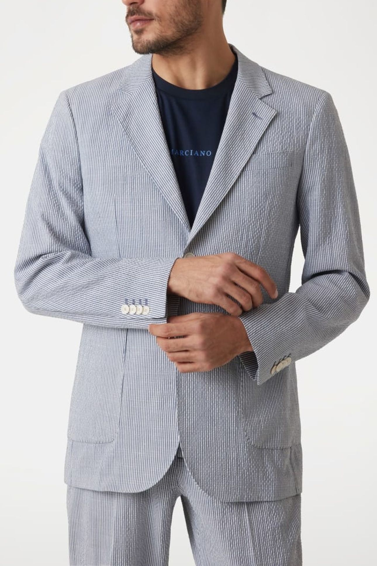 MARCIANO BY GUESS GRANT 2B PATCH PKTS WHITE/BLUE STRIPES 1