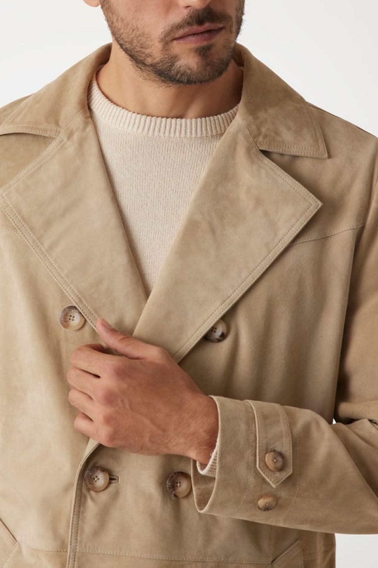 MARCIANO BY GUESS REAL SUEDE DB TRENCH COOKIES 6