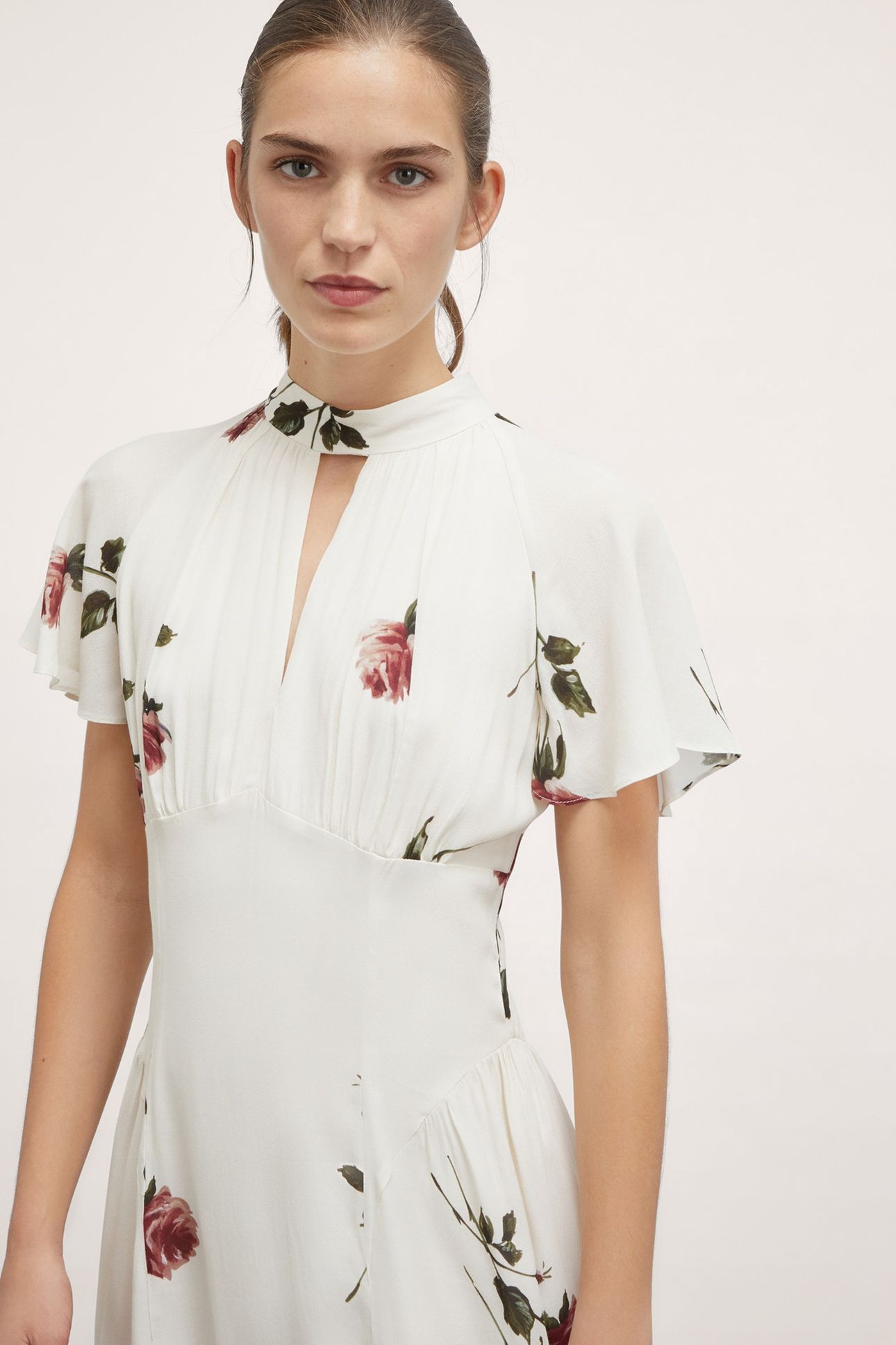 FLORAL PATTERN MINI DRESS WHITE 2