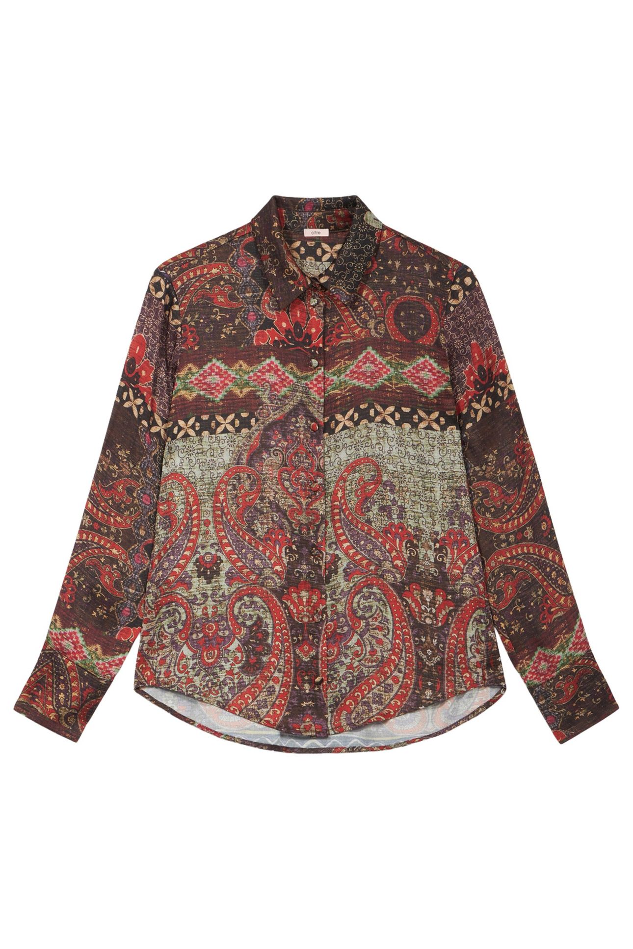 PATTERNED SATIN SHIRT BROWN 3