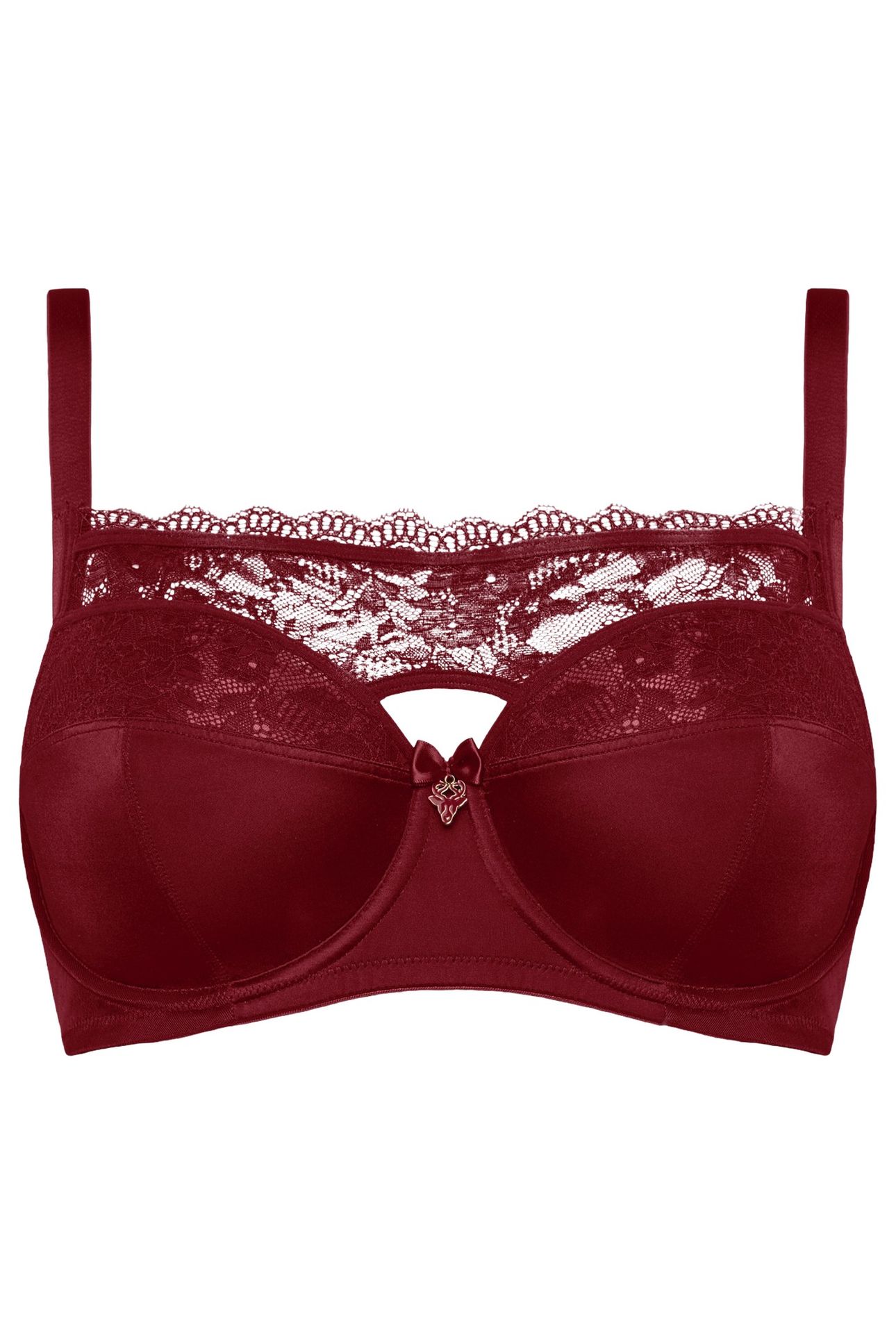 CARITA CABERNET RED AND LACE PLUNGE BALCONY BRA 3