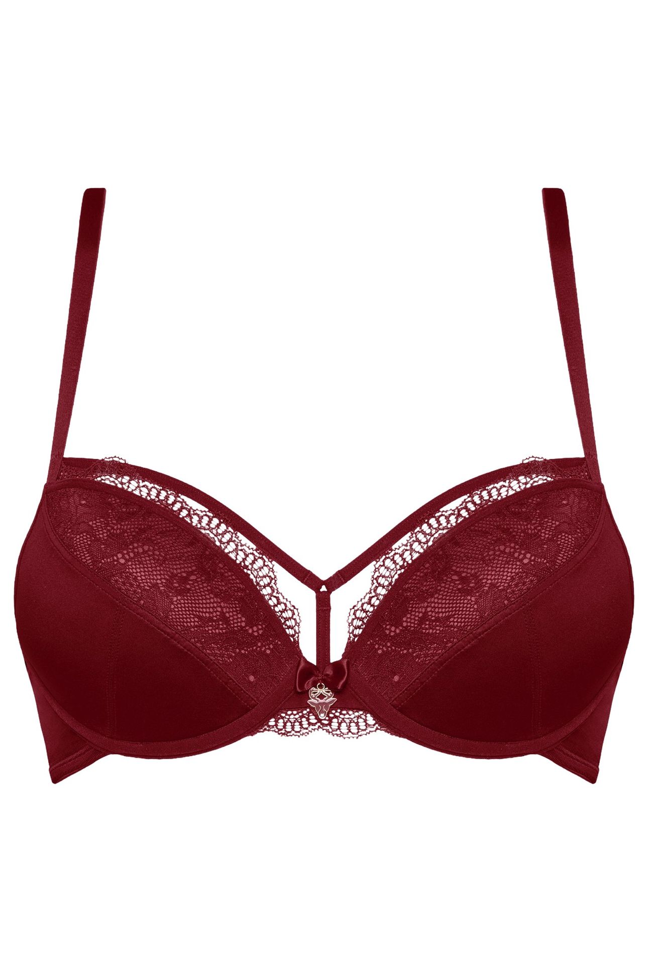 CARITA CABERNET RED AND LACE PUSH UP BRA 4