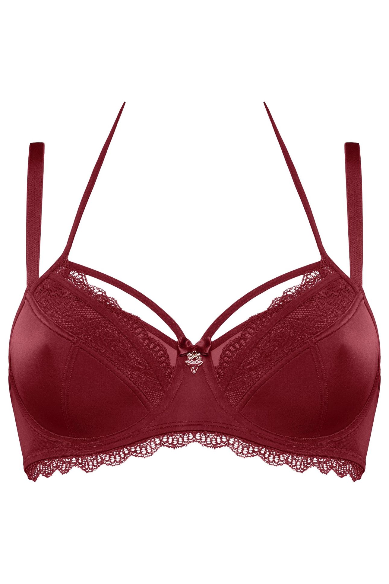 CARITA CABERNET RED AND LACE BALCONY BRA 4