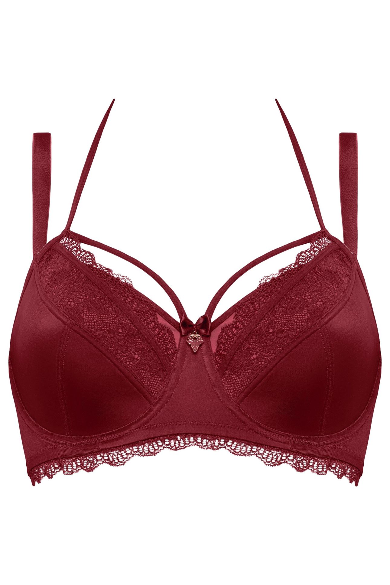 CARITA CABERNET RED AND LACE BALCONY BRA 3