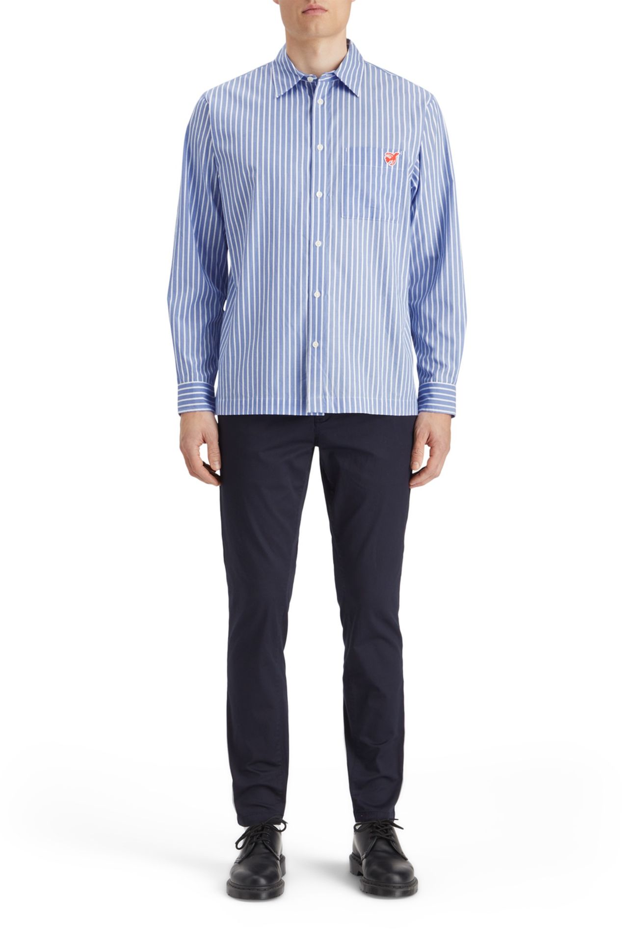 CORE - THE FREE SPIRIT PEACE BIRD POPLIN SHIRT BLUE WHITE ST 2