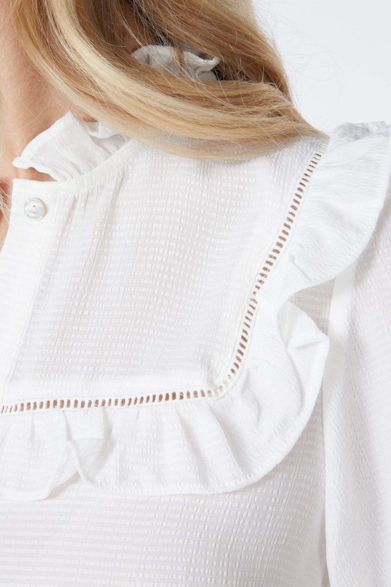 BLOUSE RUFFLES STRUCTURED FABRIC OFF WHITE 5