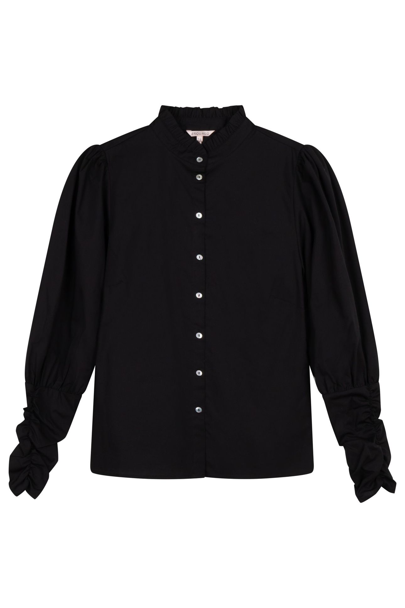 BLOUSE ELASTICATED SLV POPLIN BLACK 4