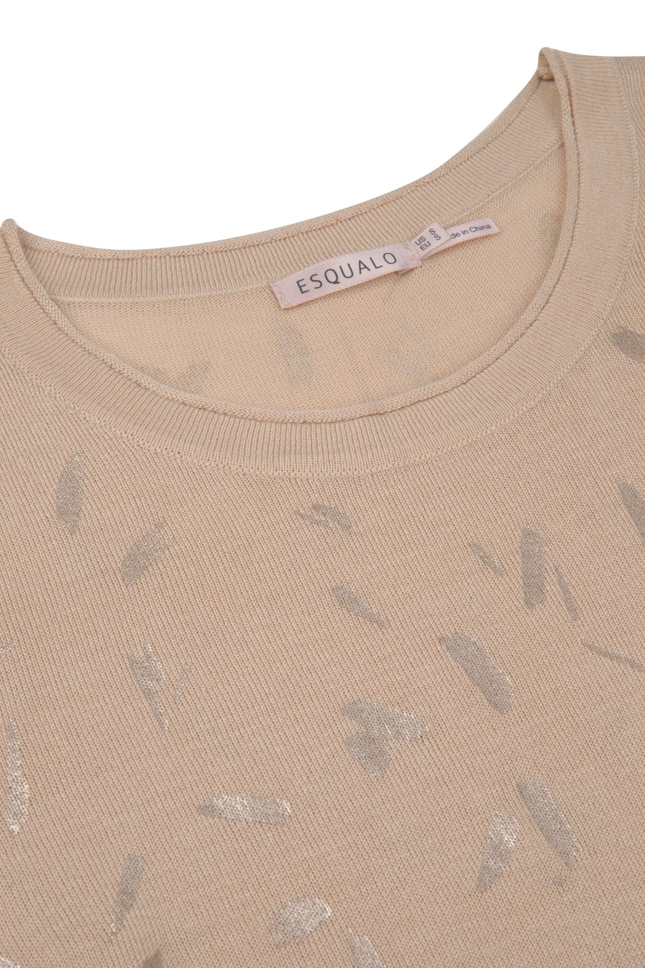 SWEATER FOIL PRINT S/SLV WARM SAND 2