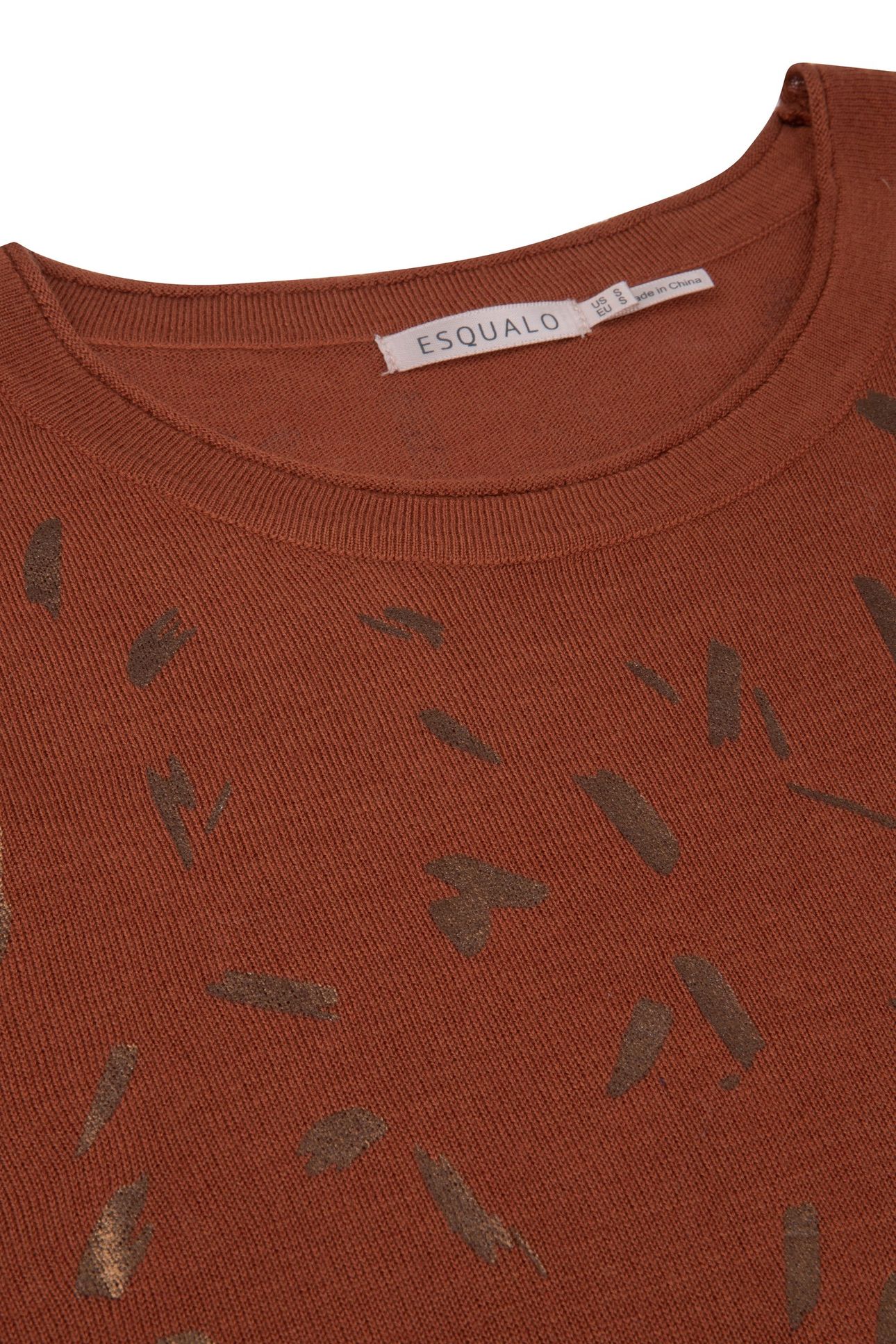 SWEATER FOIL PRINT S/SLV COPPER BROWN 2