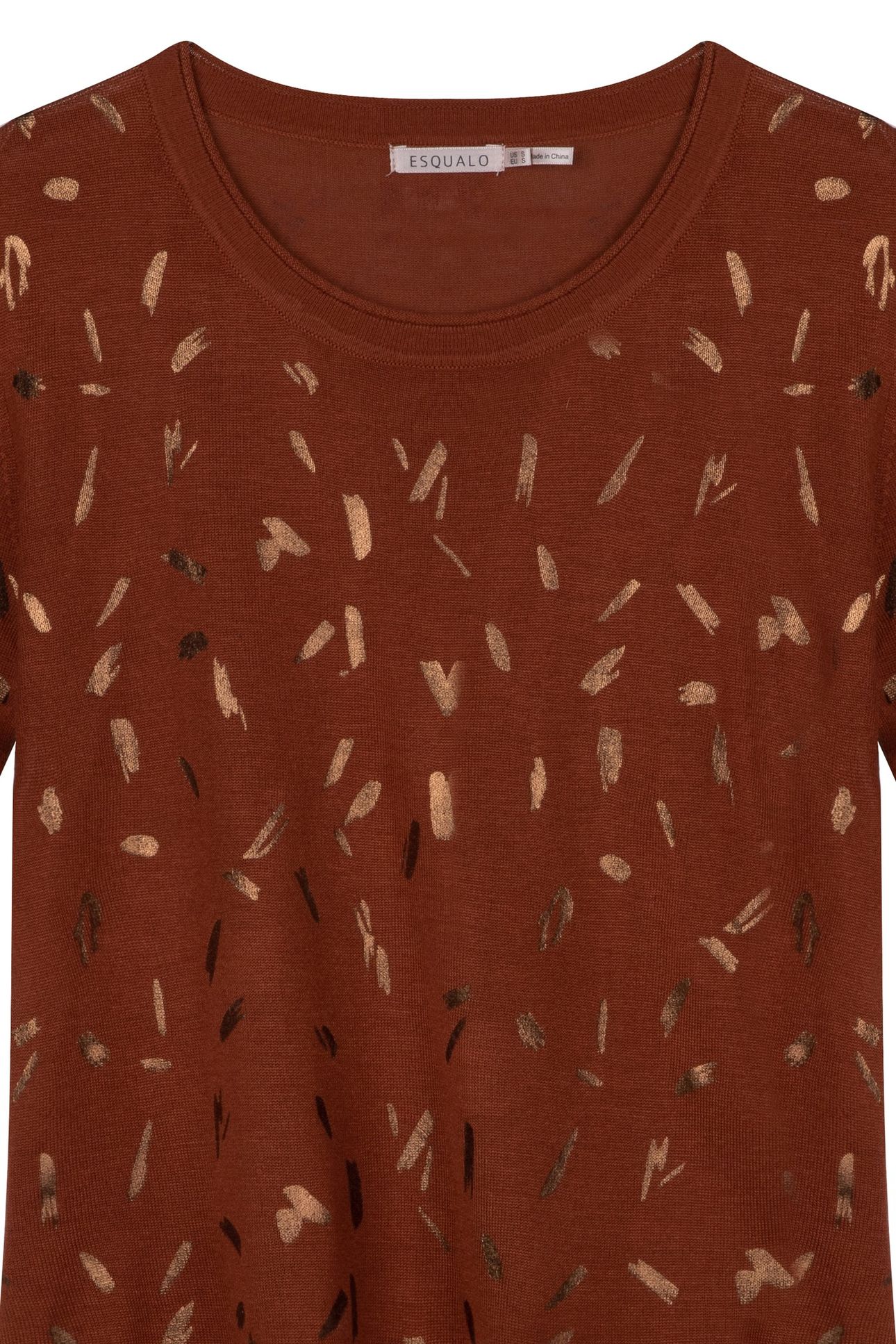 SWEATER FOIL PRINT S/SLV COPPER BROWN 3