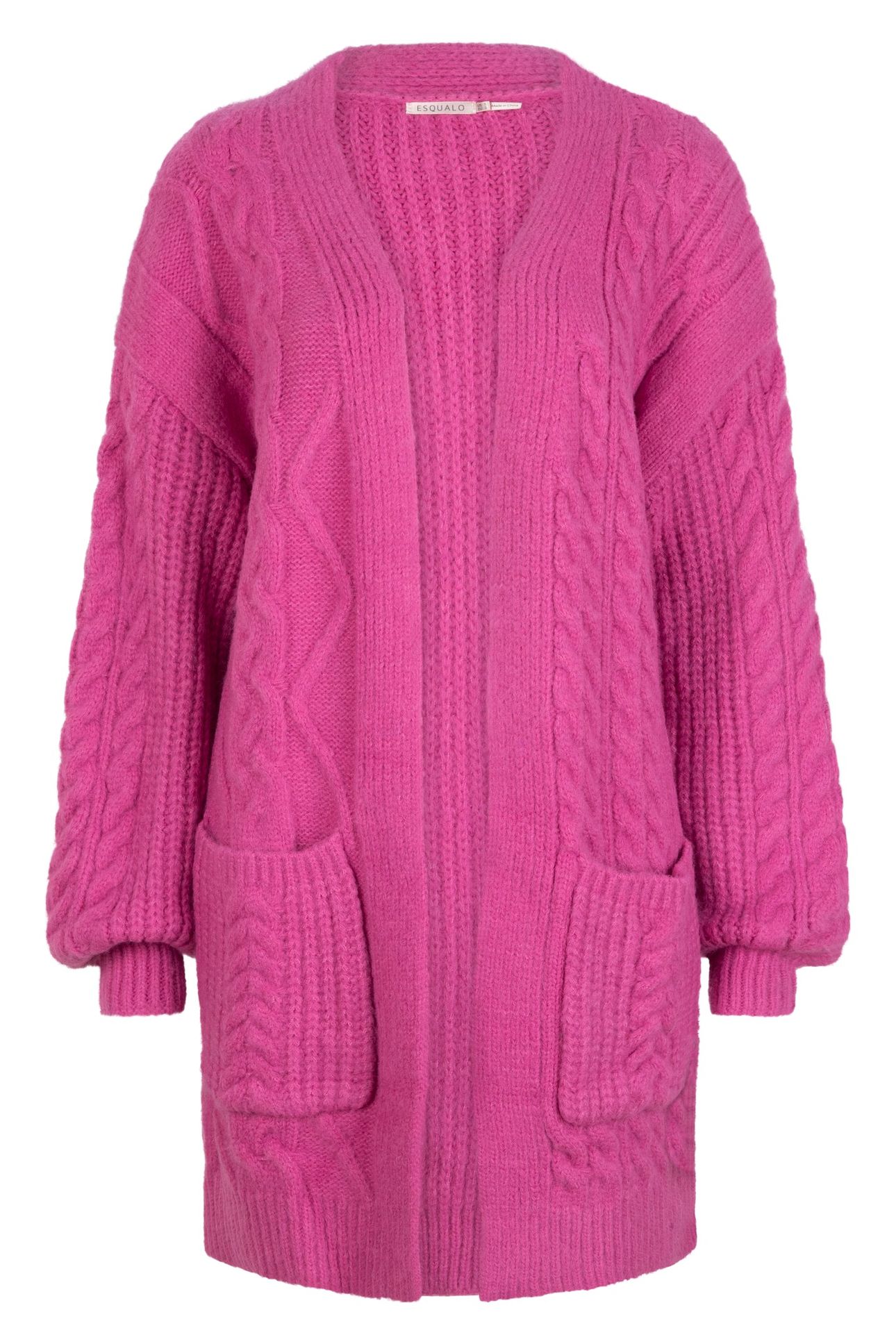 CARDIGAN CABLE KNIT POCKETS PINK 5