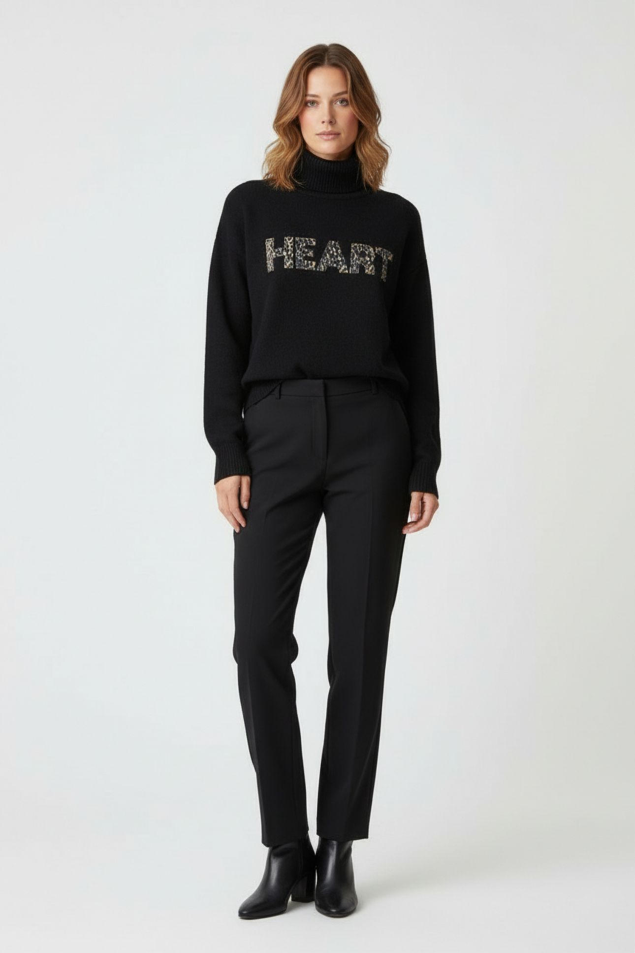 SWEATER LEOPARD “HEART" BLACK 1