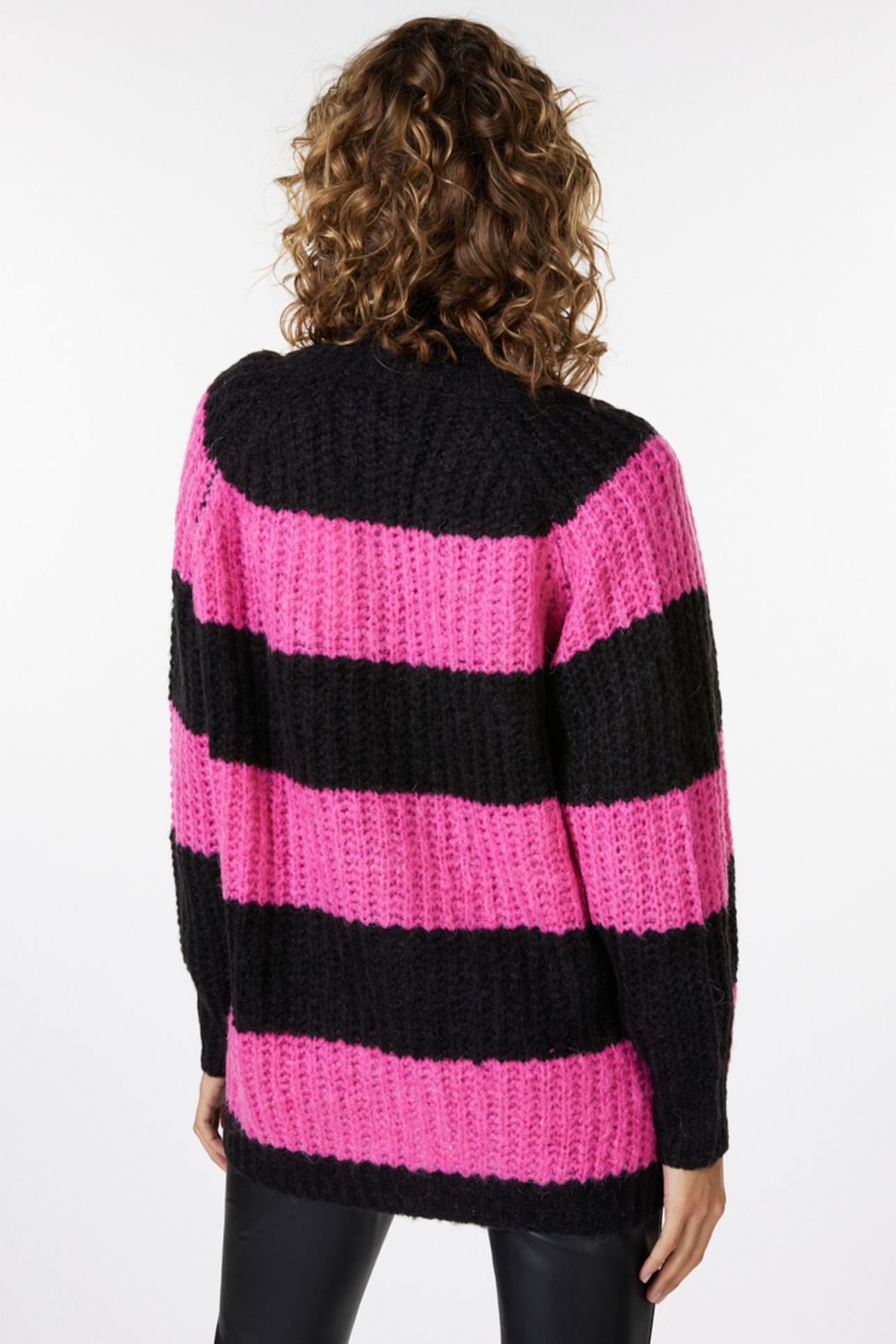 CARDIGAN STRIPED BLACK / PINK 4
