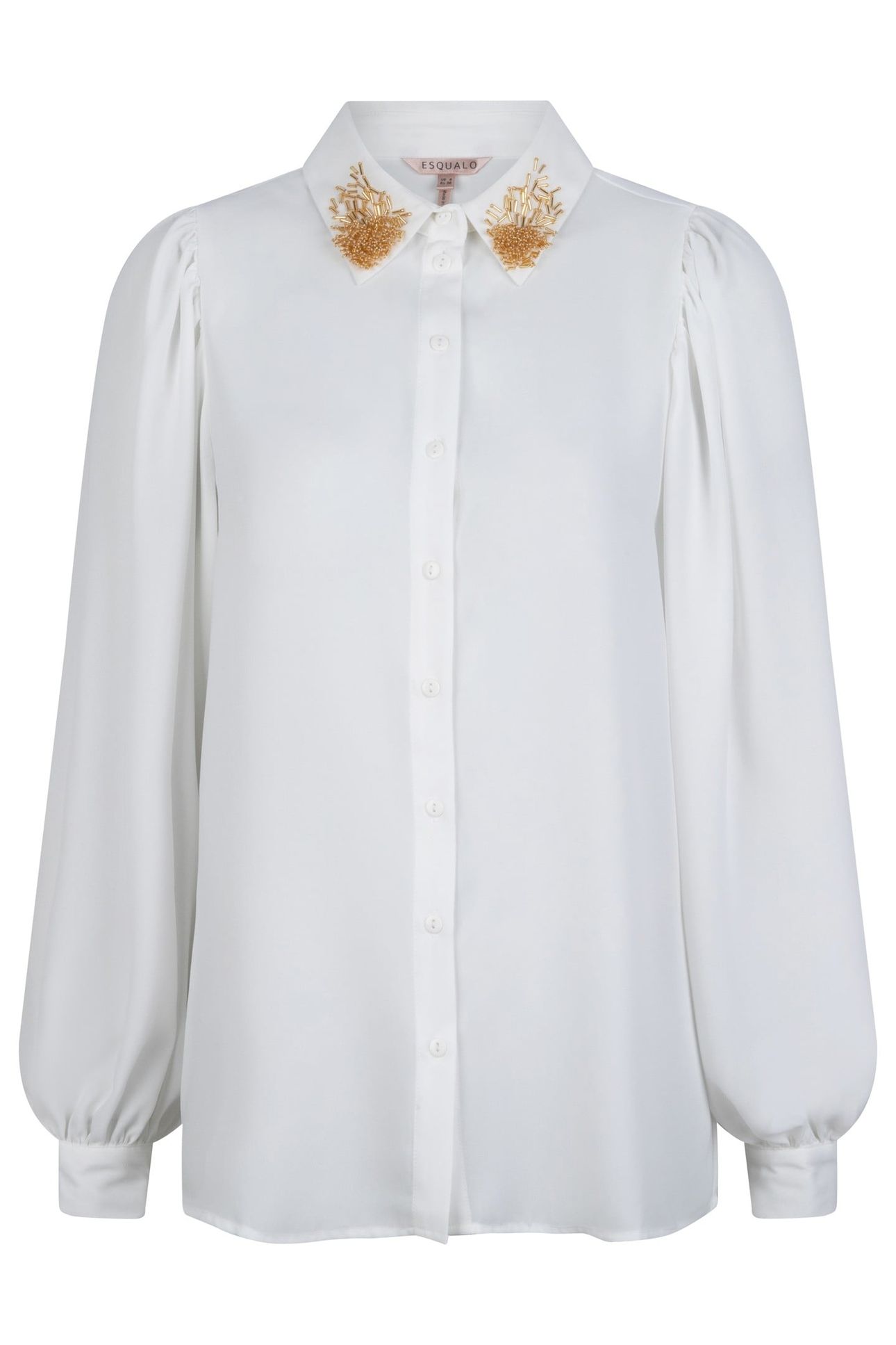 BLOUSE PUFF SLEEVE SEQUINS COLLAR OFF WHITE 1