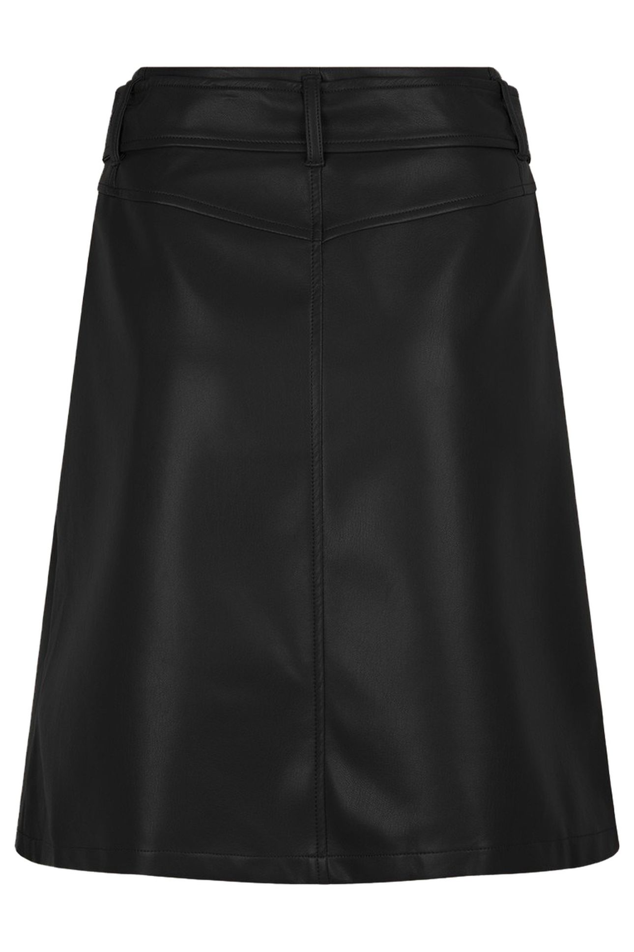SKIRT BELTED A-LINE PU BLACK 2