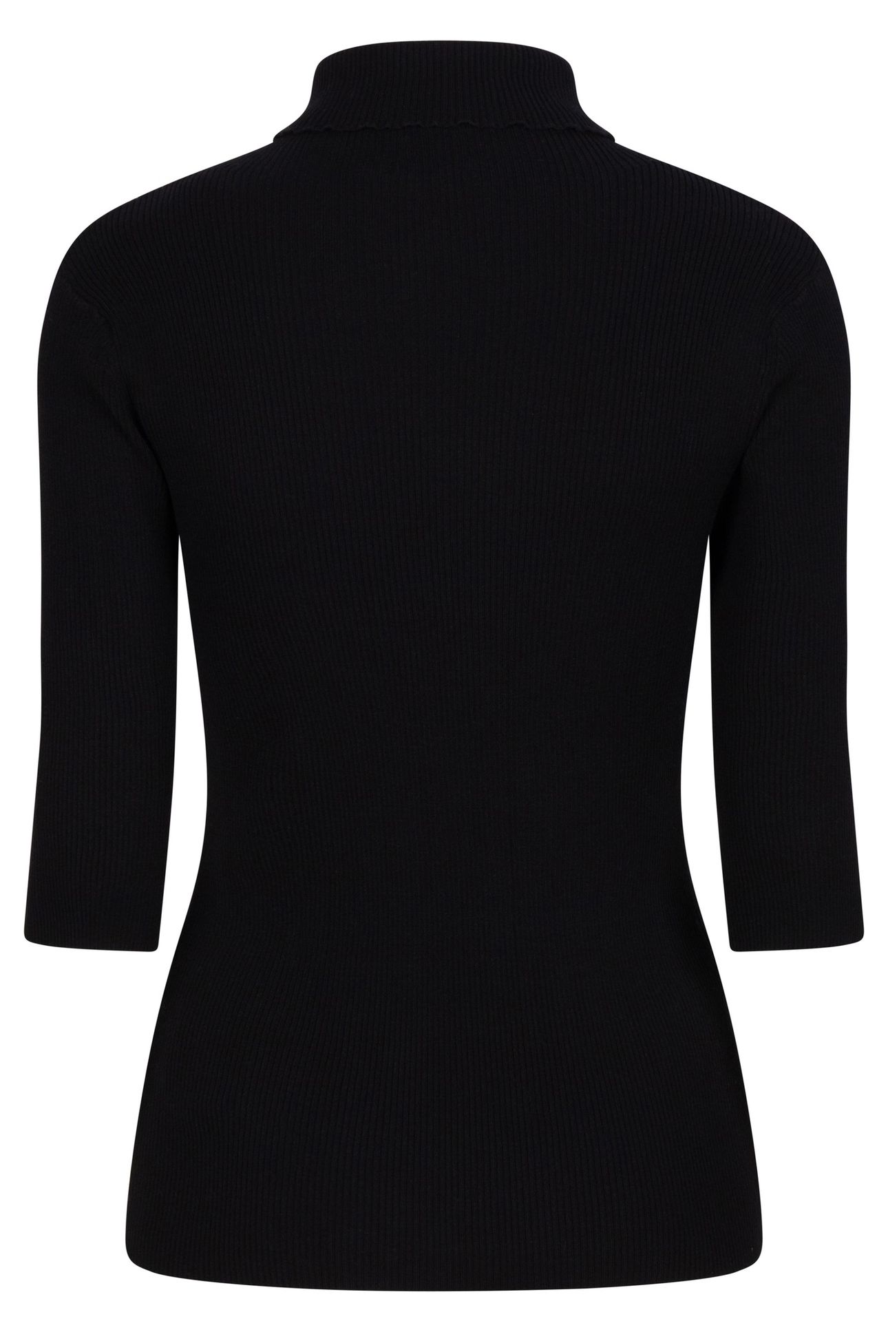 TOP SHORT SLVE OPEN RIB COL BLACK 7