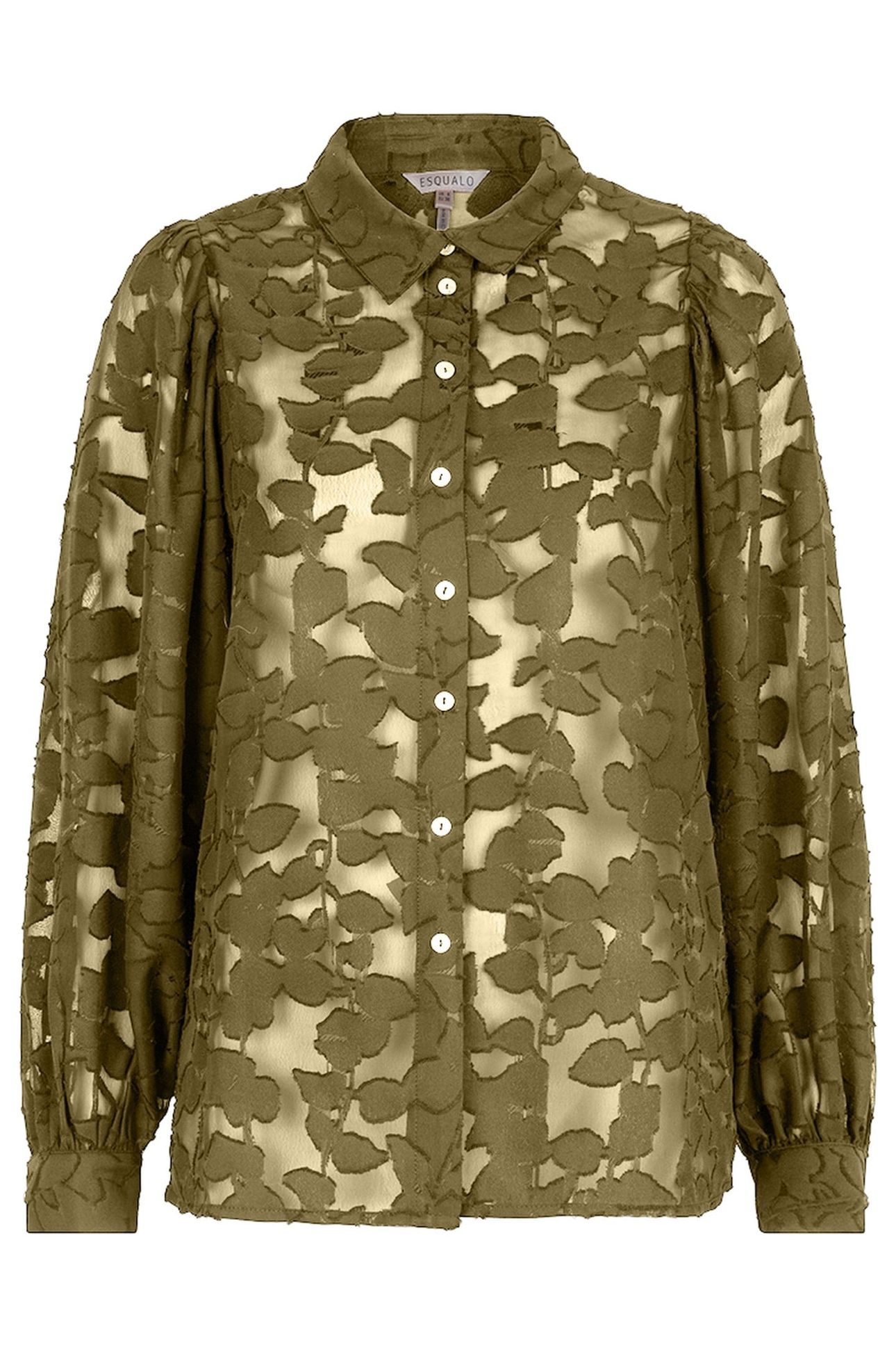 BLOUSE GATHERING JACQUARD OLIVE 1
