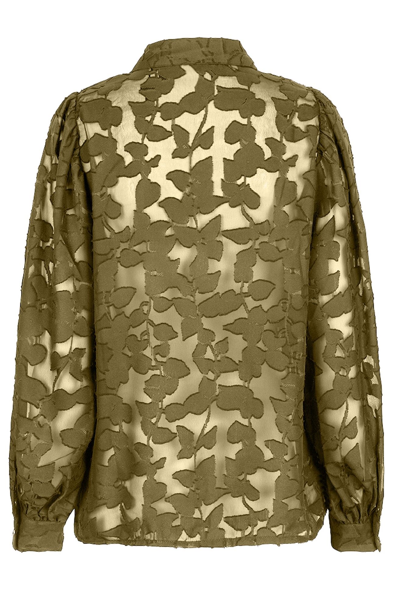 BLOUSE GATHERING JACQUARD OLIVE 2