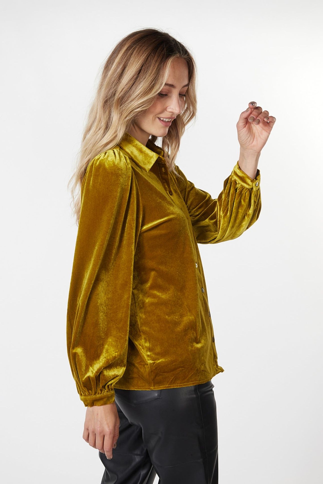 BLOUSE BASIC VELOURS WARM OLIVE 4