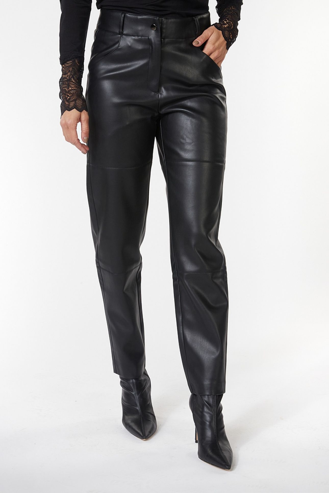 TROUSERS STRAIGHT PU BLACK 2