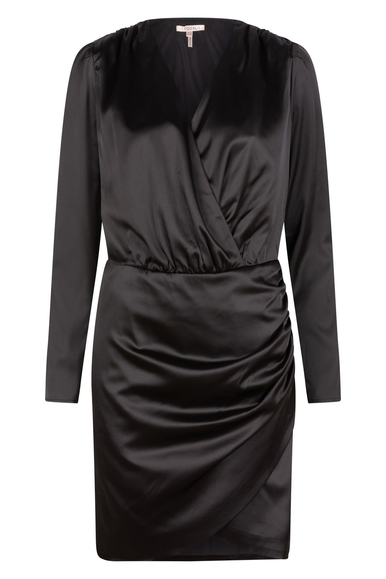 DRESS OVERLAP GATHERING BLACK 4